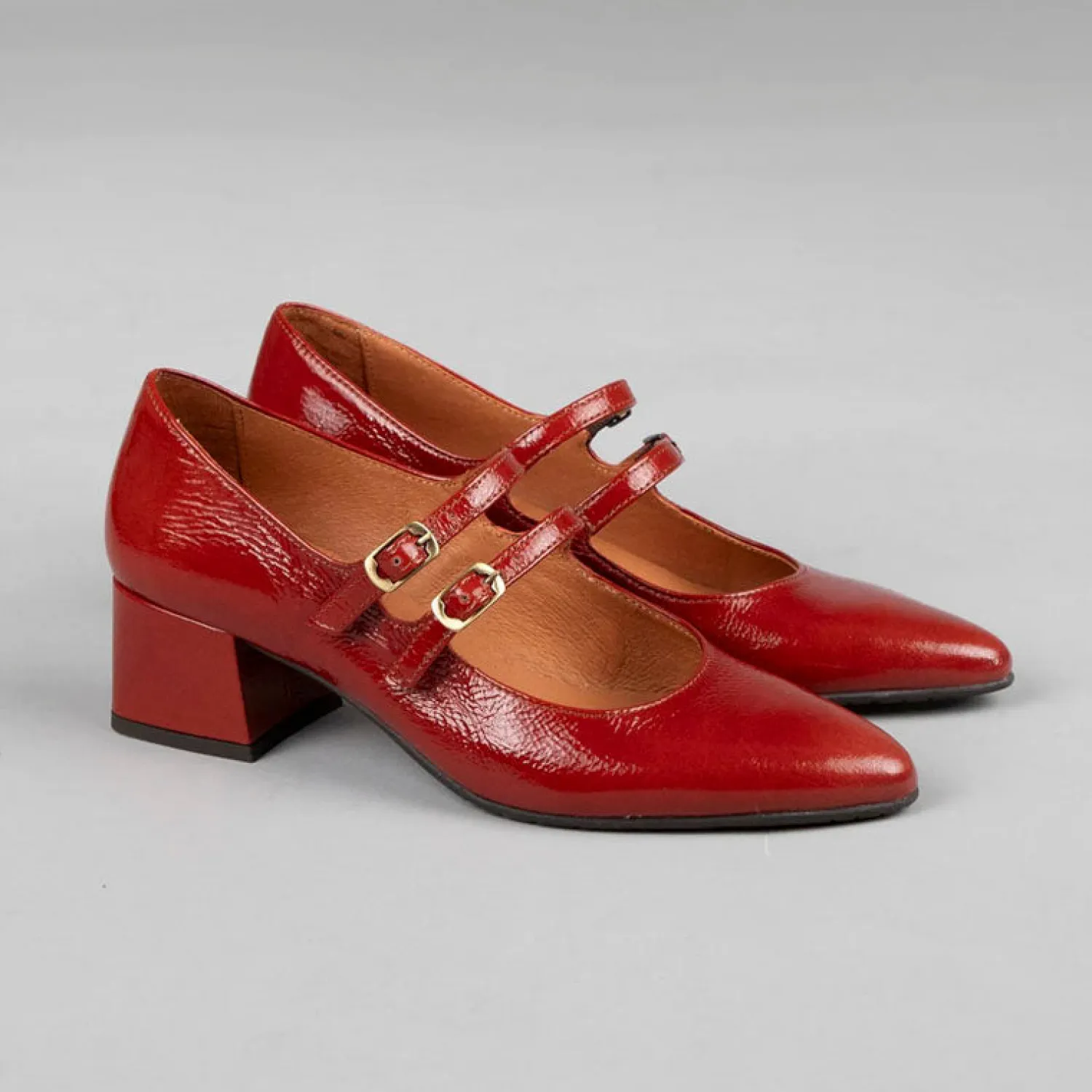 ESSKA Laura Low Heeled Shoes In Brick Patent