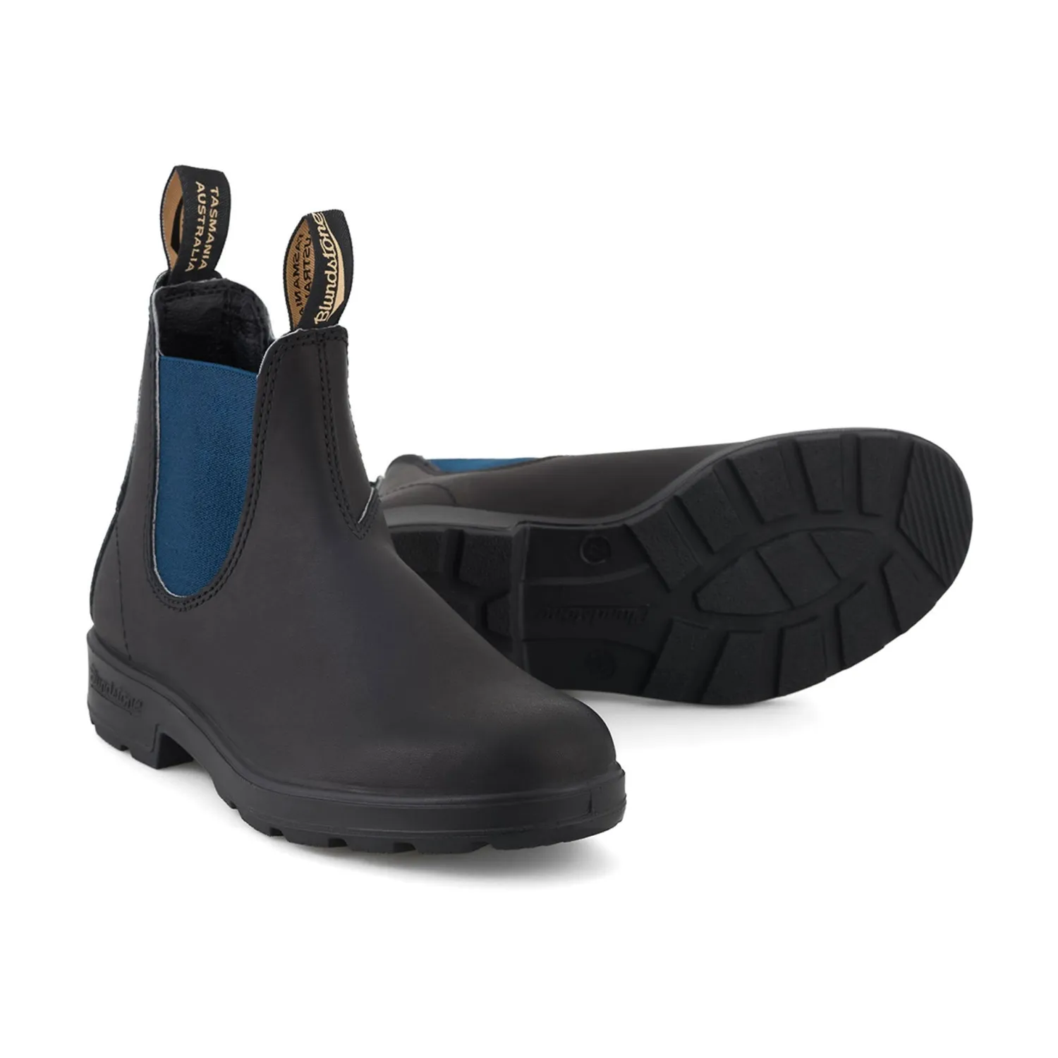 BLUNDSTONE 1917 Leather Boots With Blue Elastic In Voltan Black