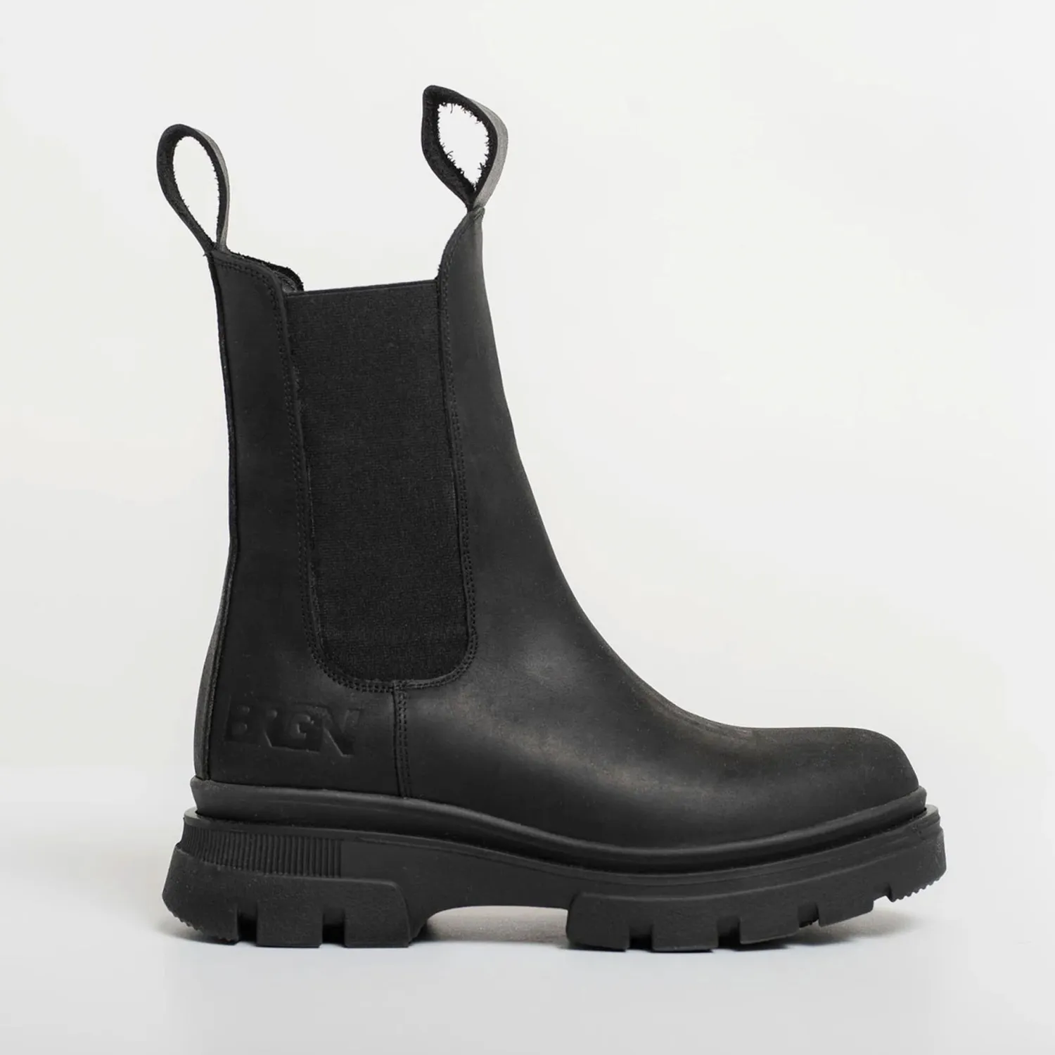 BRGN Leather Chelsea Boots In New Black