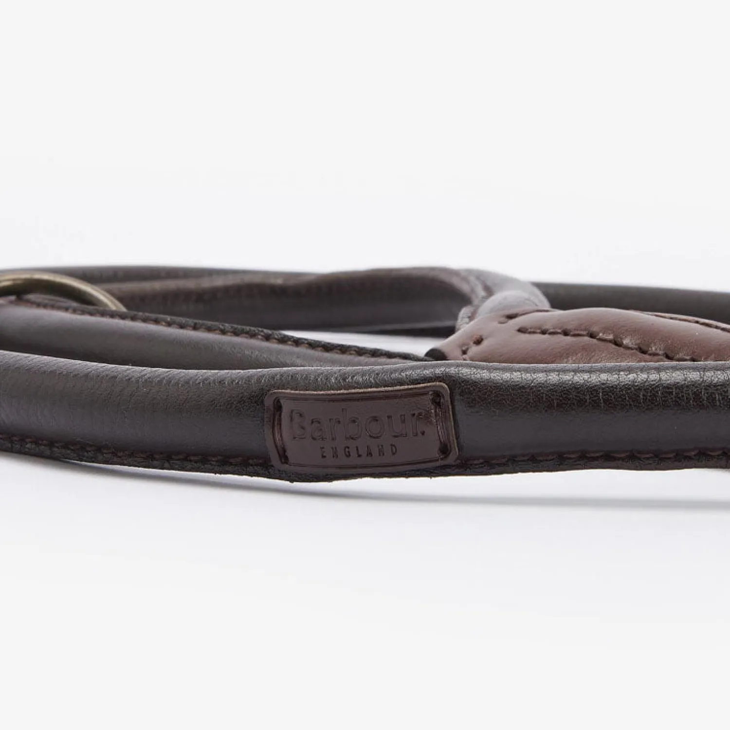 BARBOUR Leather Snap Lead In Dark Brown