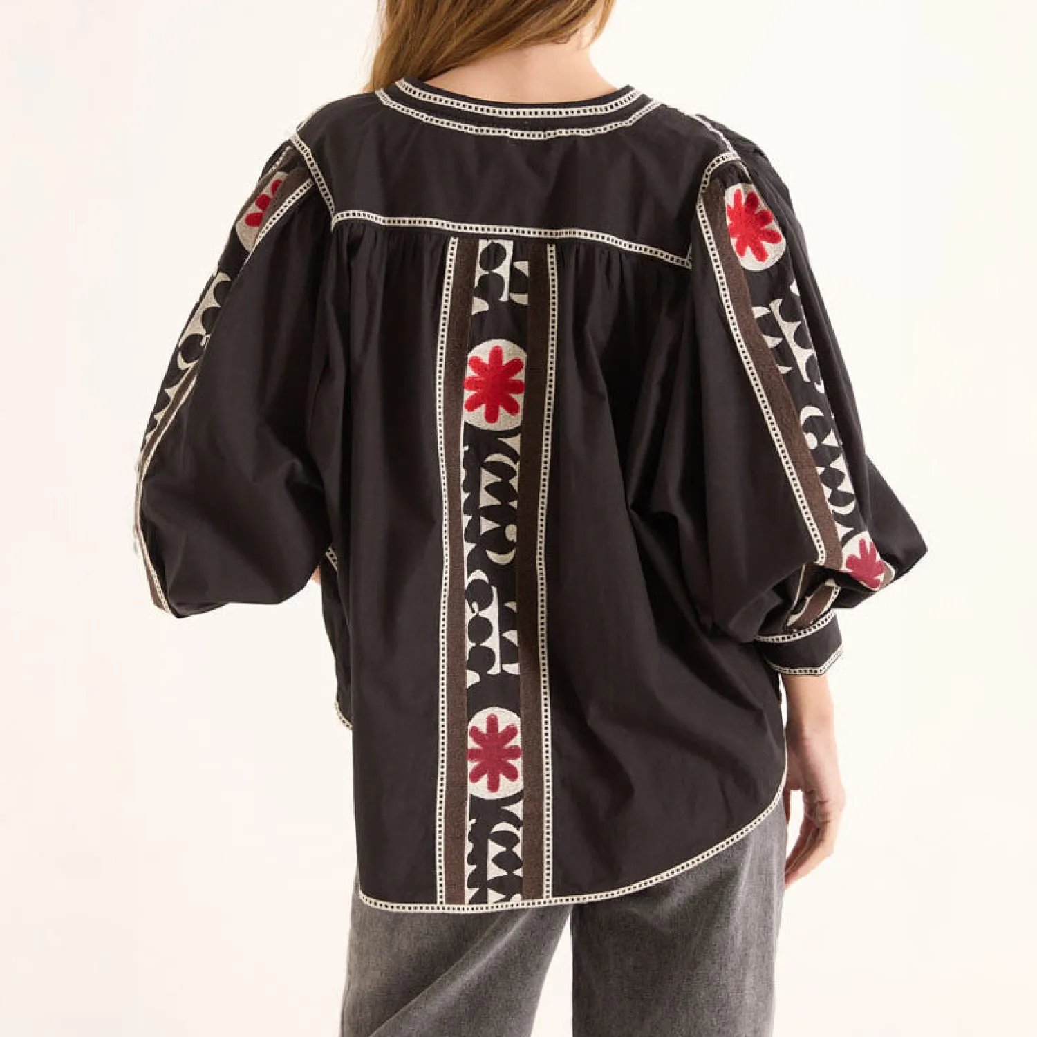 SACRECOEUR Lena Embroidered Blouse In Morella