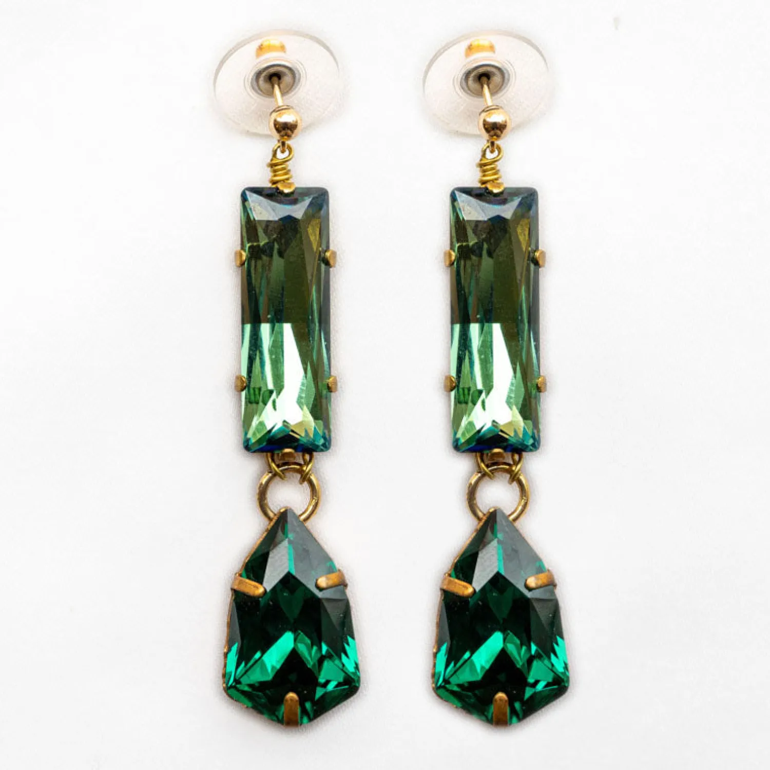 PHILIPPA KUNISCH Long Bling Earrings In Green