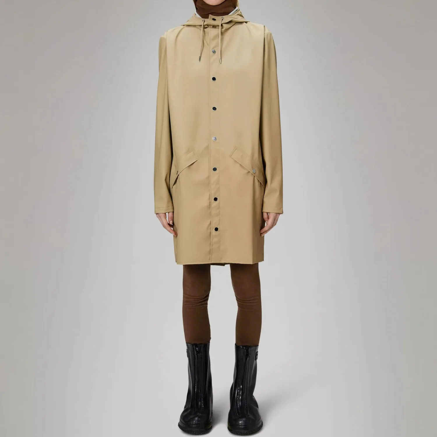 RAINS Long Jacket W3 In Sand