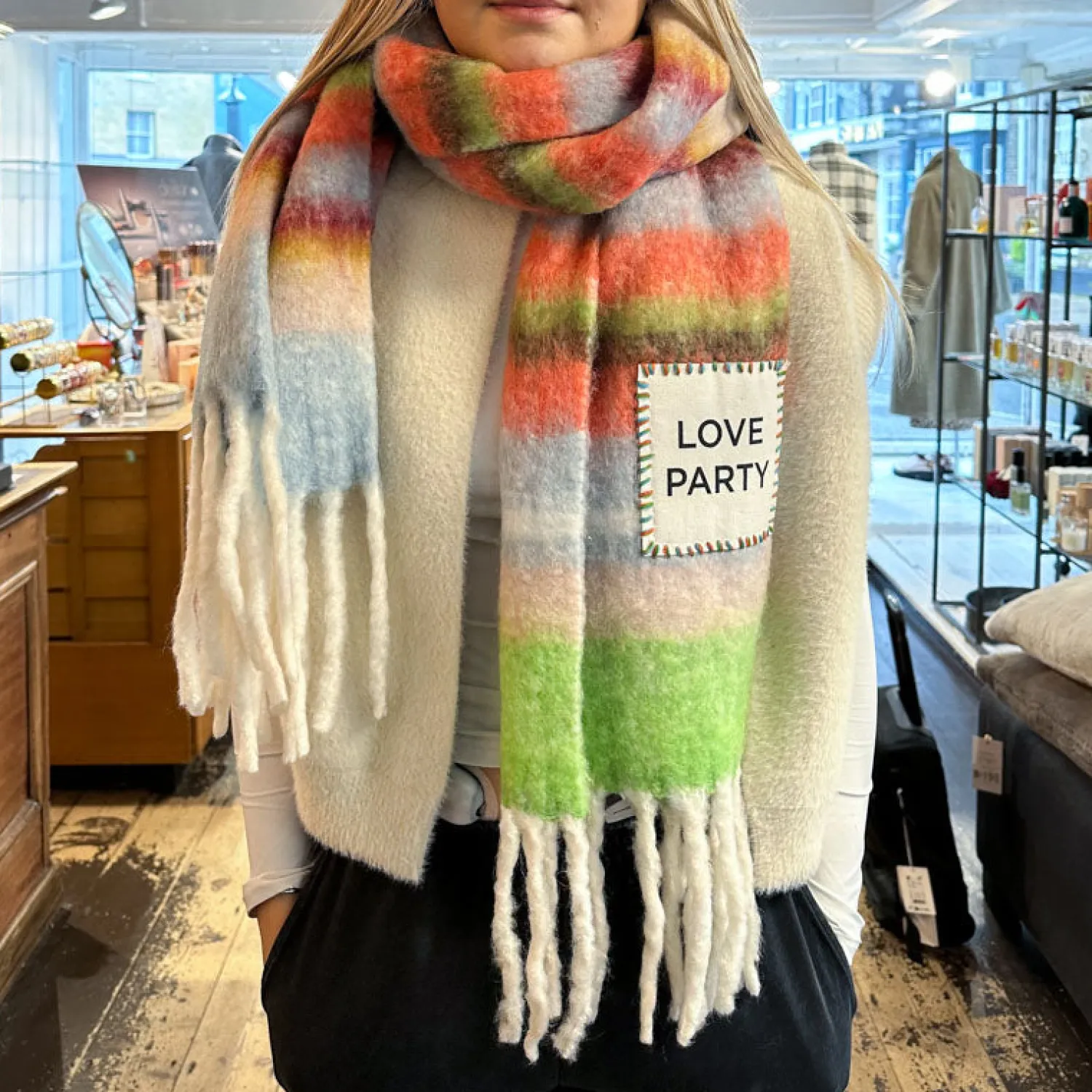 DE SIENA Love Party Resort Scarf In Sky/Lime/Multi