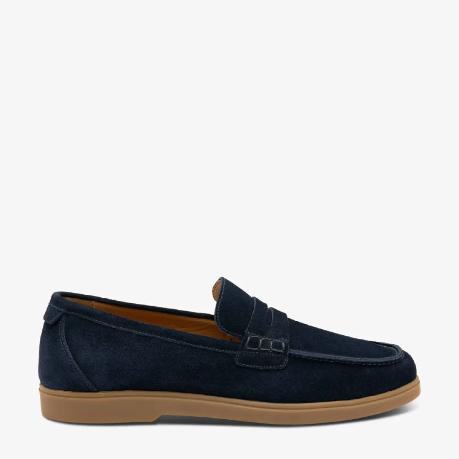 LOAKE Lucca Suede Loafers In Navy