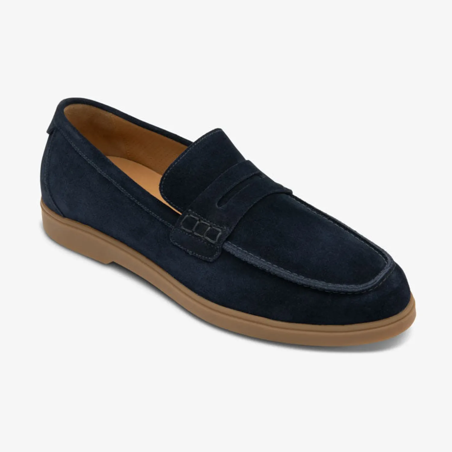 LOAKE Lucca Suede Loafers In Navy