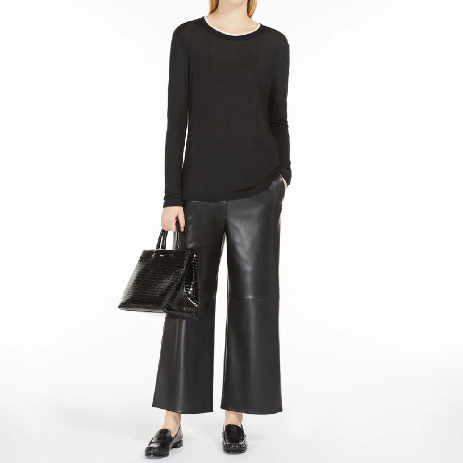 S MAXMARA Luciana Coated Fabric Trousers In Black