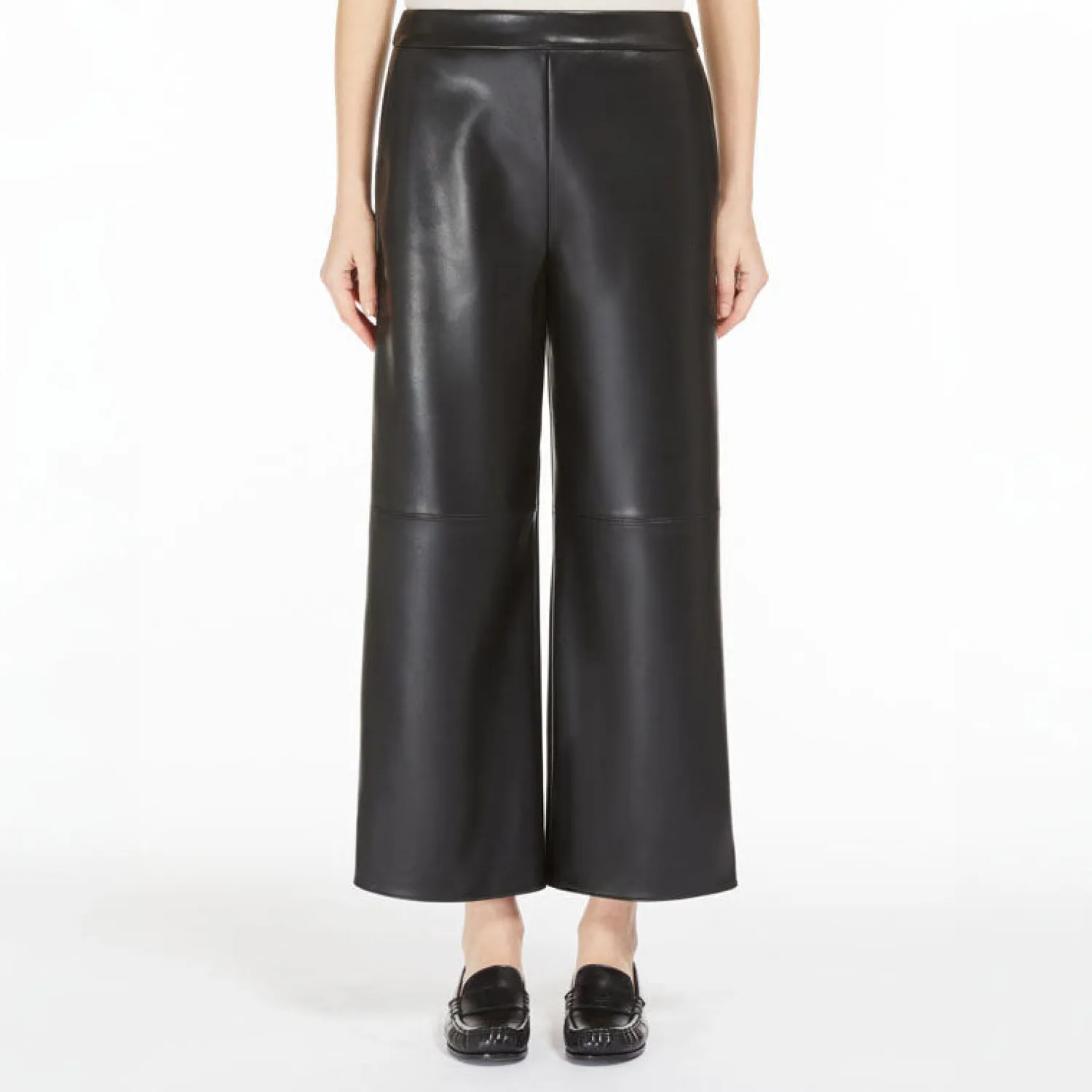 S MAXMARA Luciana Coated Fabric Trousers In Black