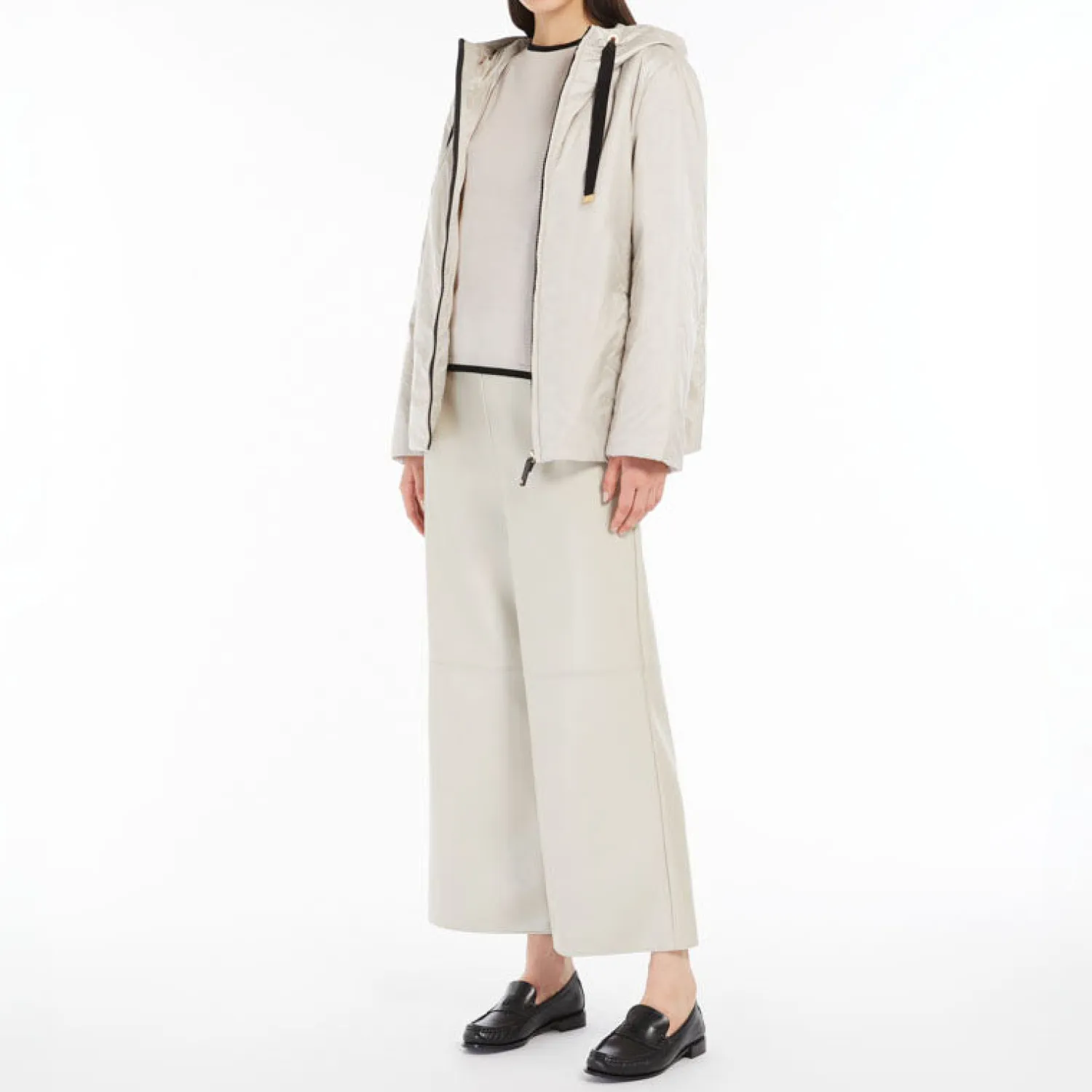 S MAXMARA Luciana Coated Fabric Trousers In Ecru