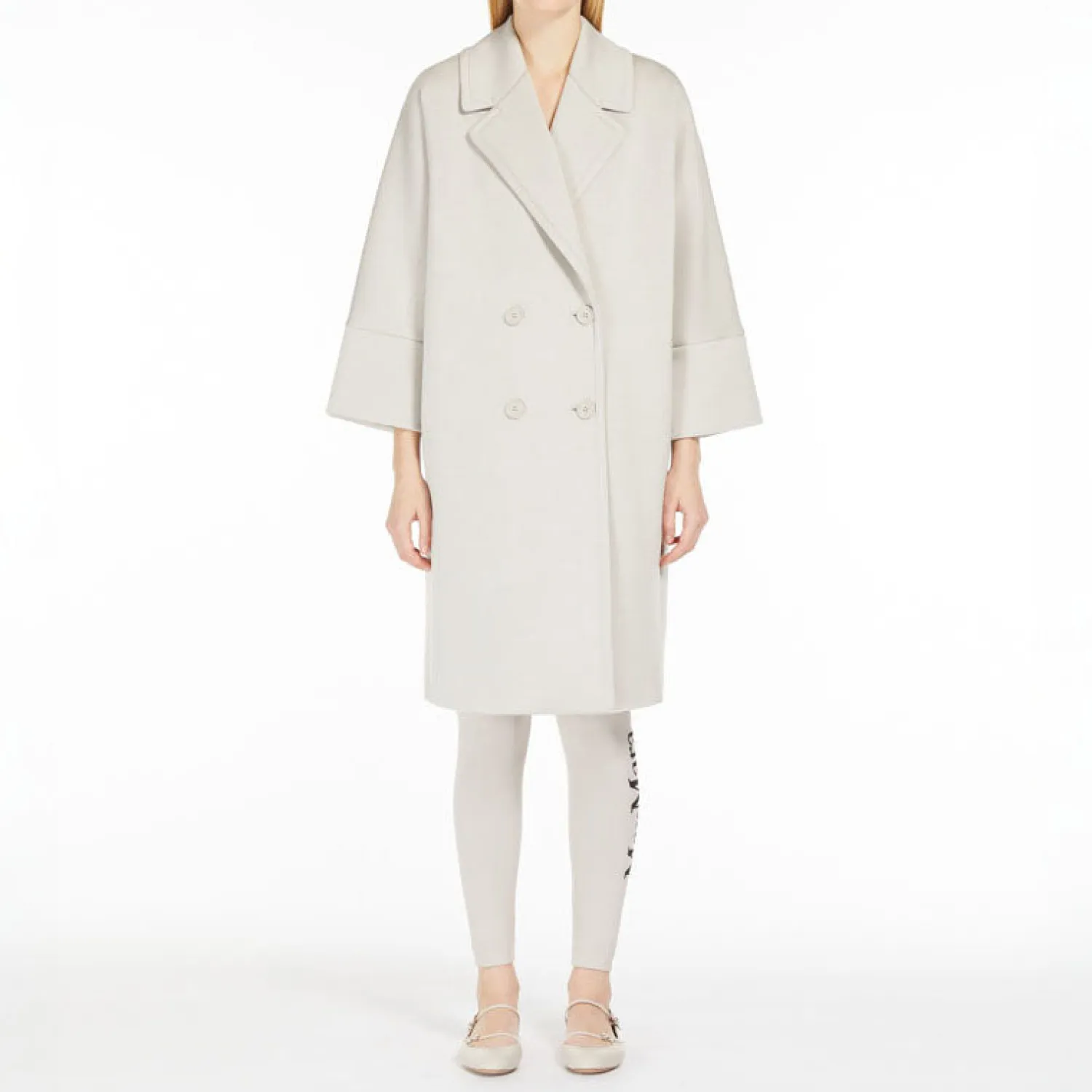 S MAXMARA Marica Double Breasted Scuba Jersey Coat In Ecru