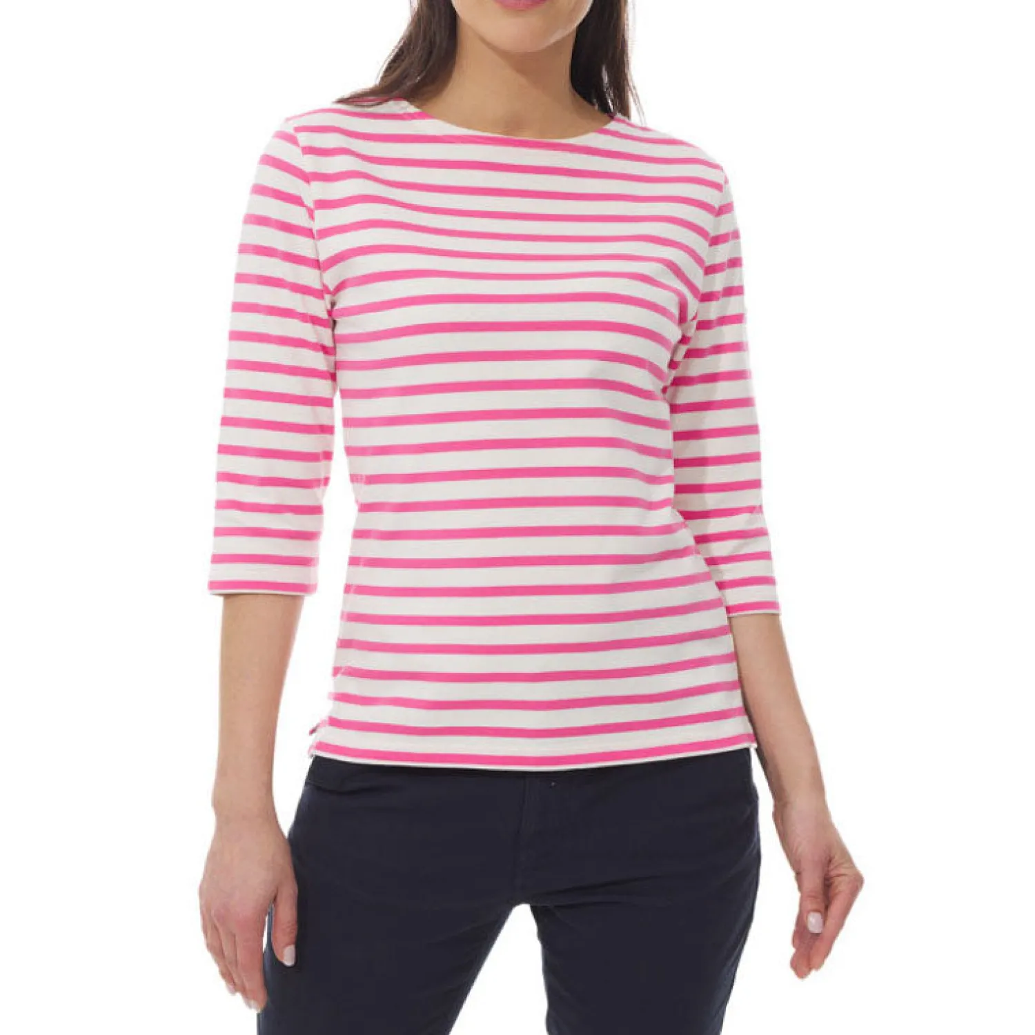 MOUSQUETON Marina Stripe Top In Ecru/Red