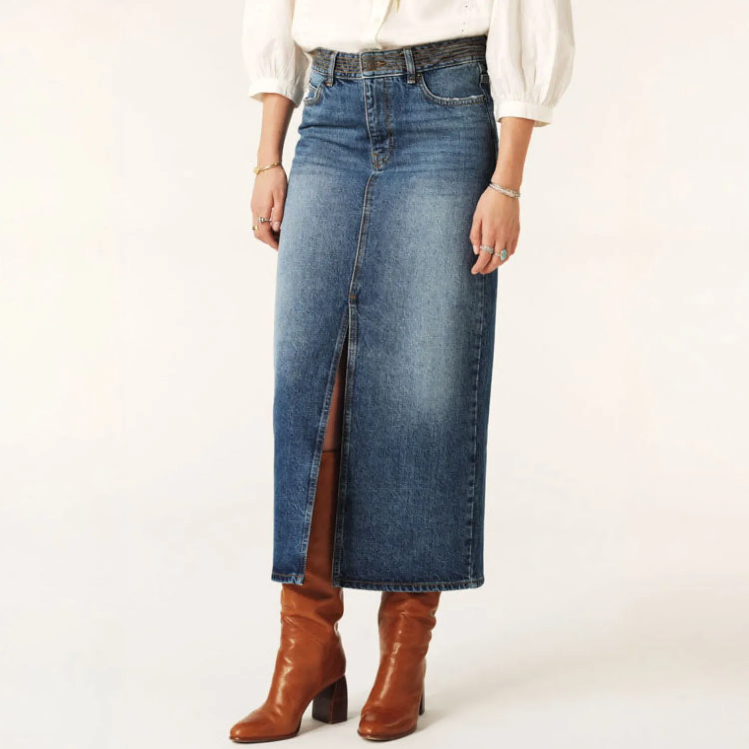 BA&SH Math Skirt In Blue Jeans