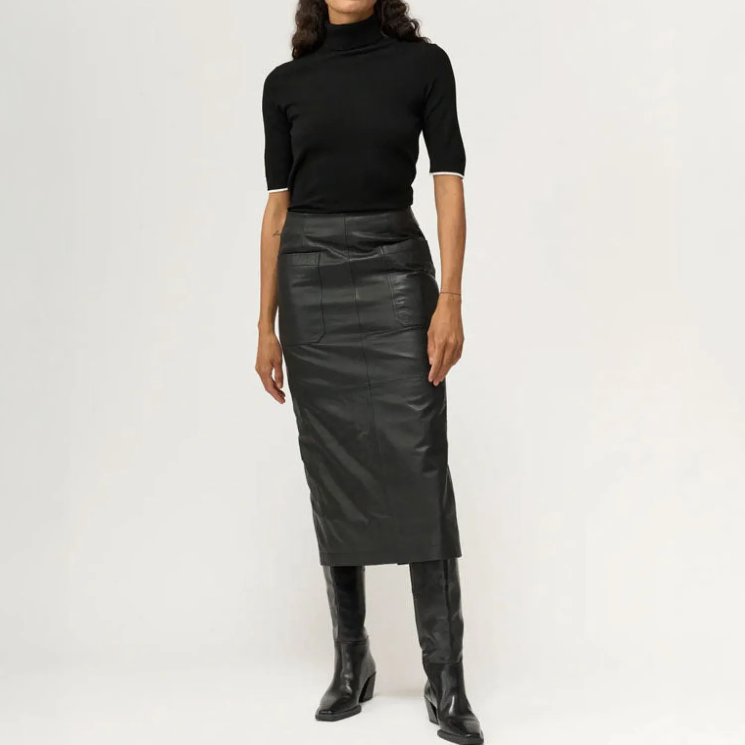 PIESZAK Melanie Leather Pocket Skirt In Black