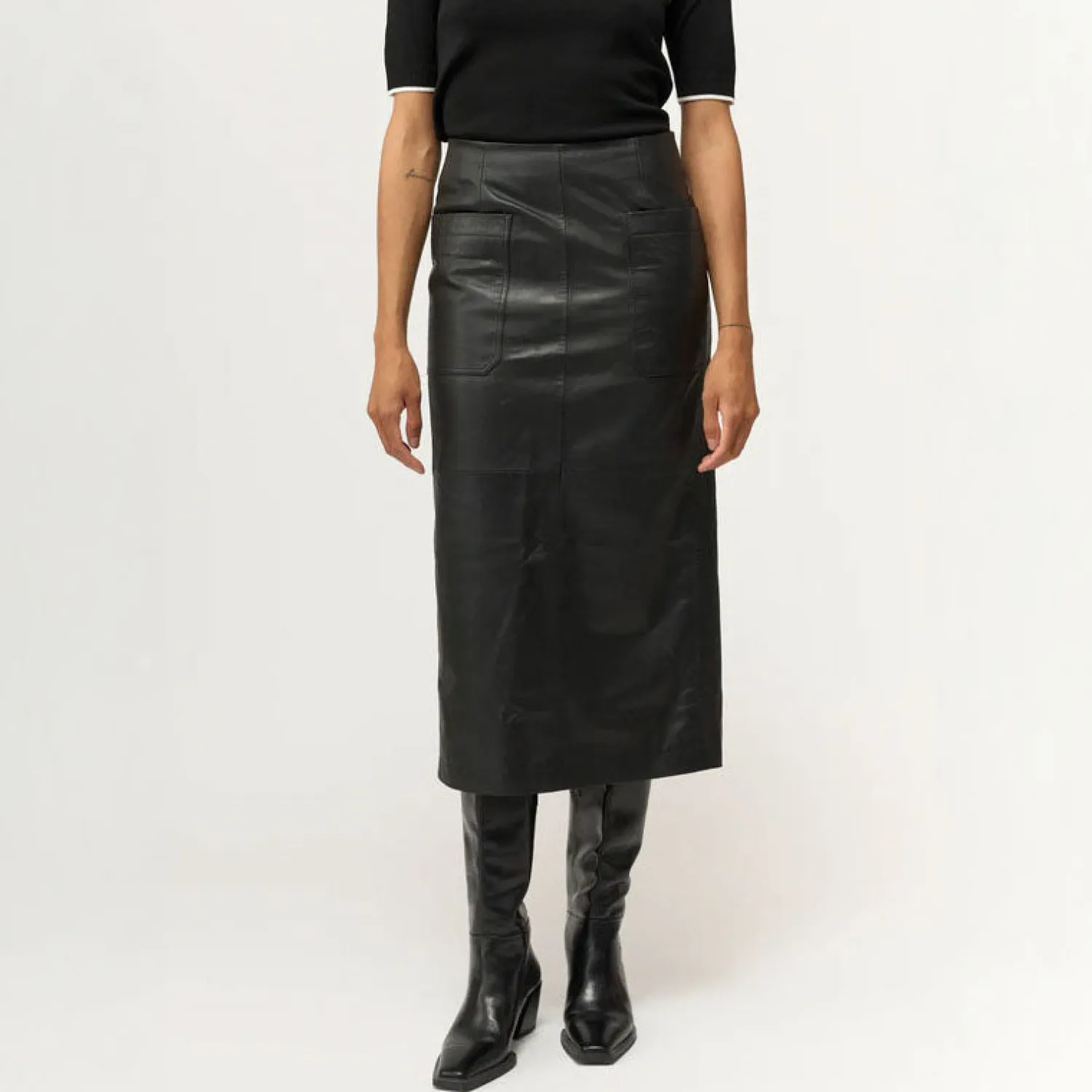 PIESZAK Melanie Leather Pocket Skirt In Black