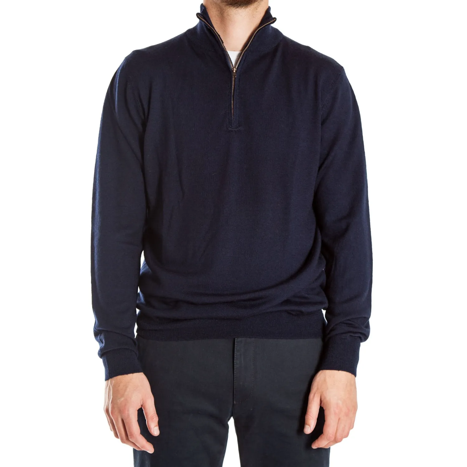 COLLEN & CLARE Miles Half Zip Wool Mix Knit In Navy Marl