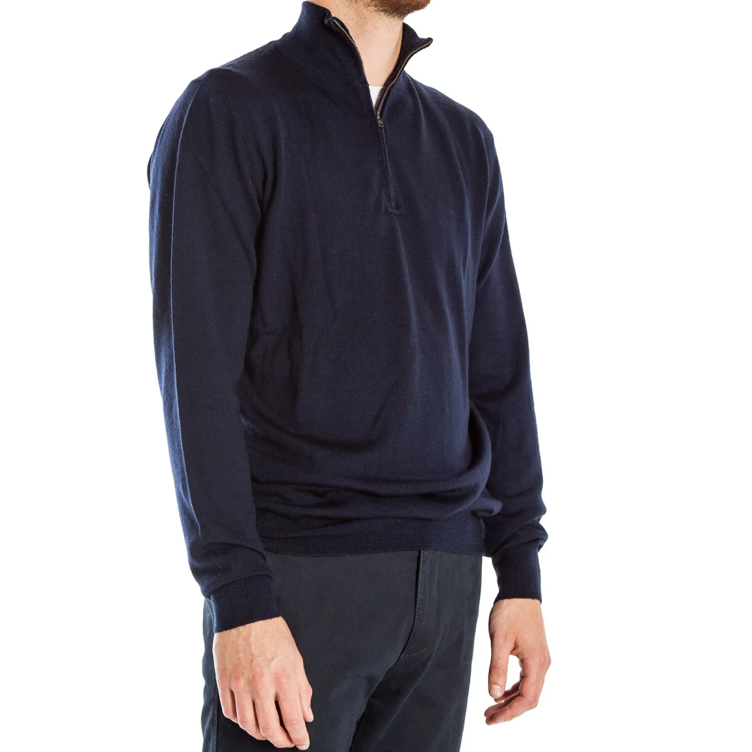 COLLEN & CLARE Miles Half Zip Wool Mix Knit In Navy Marl