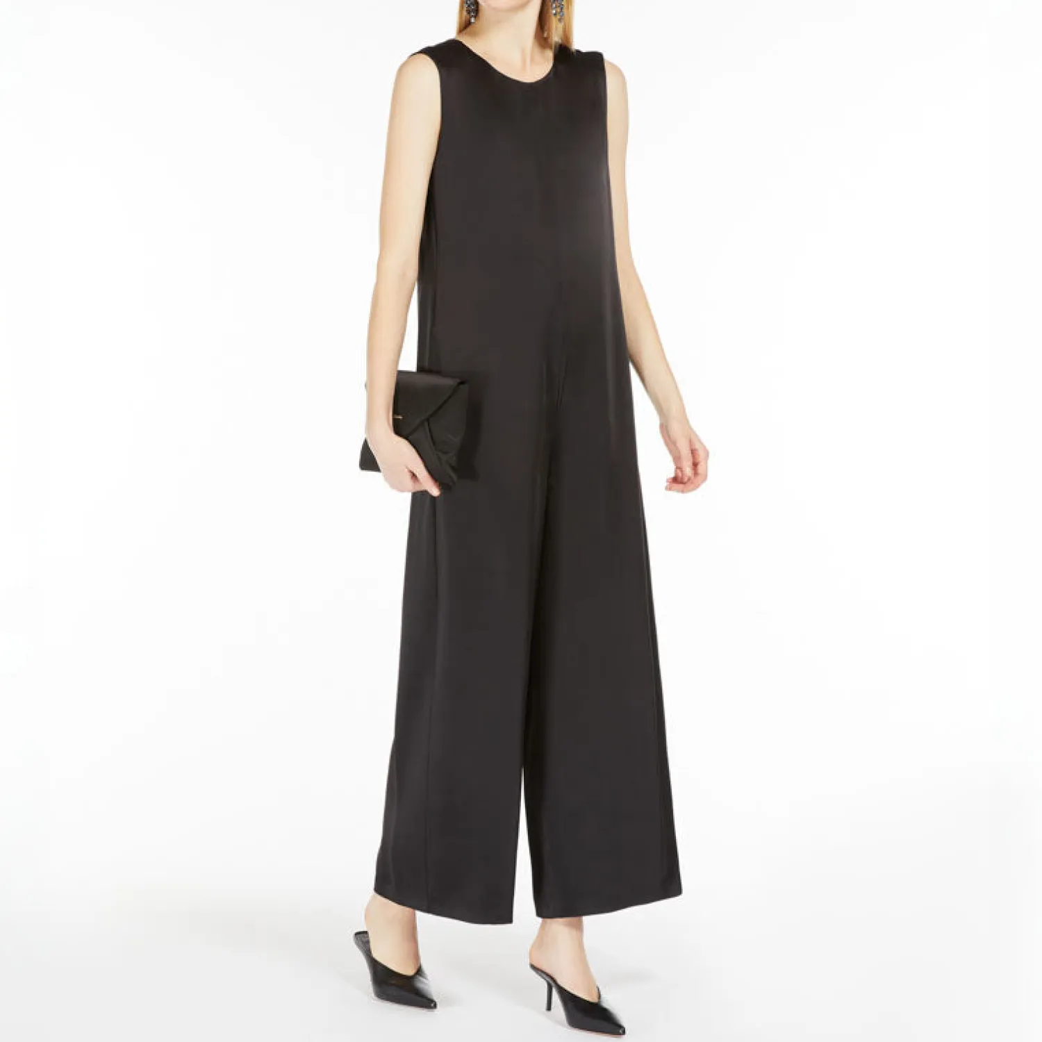 S MAXMARA Moriana Viscose Blend Satin Jumpsuit In Black