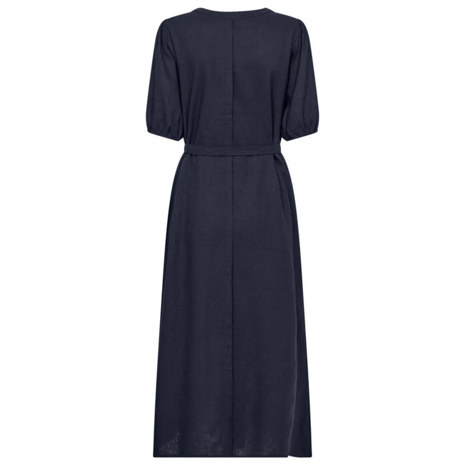 LEVETE ROOM Naja 27 Linen Midi Dress In Dark Navy