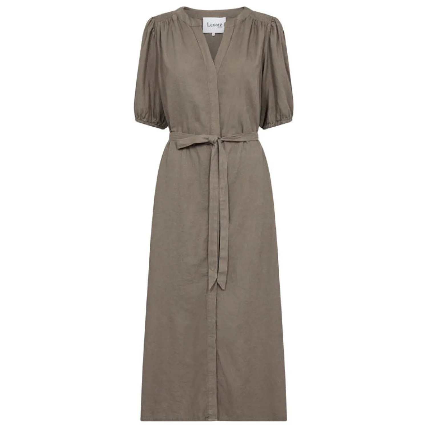 LEVETE ROOM Naja 27 Linen Midi Dress In Falcon