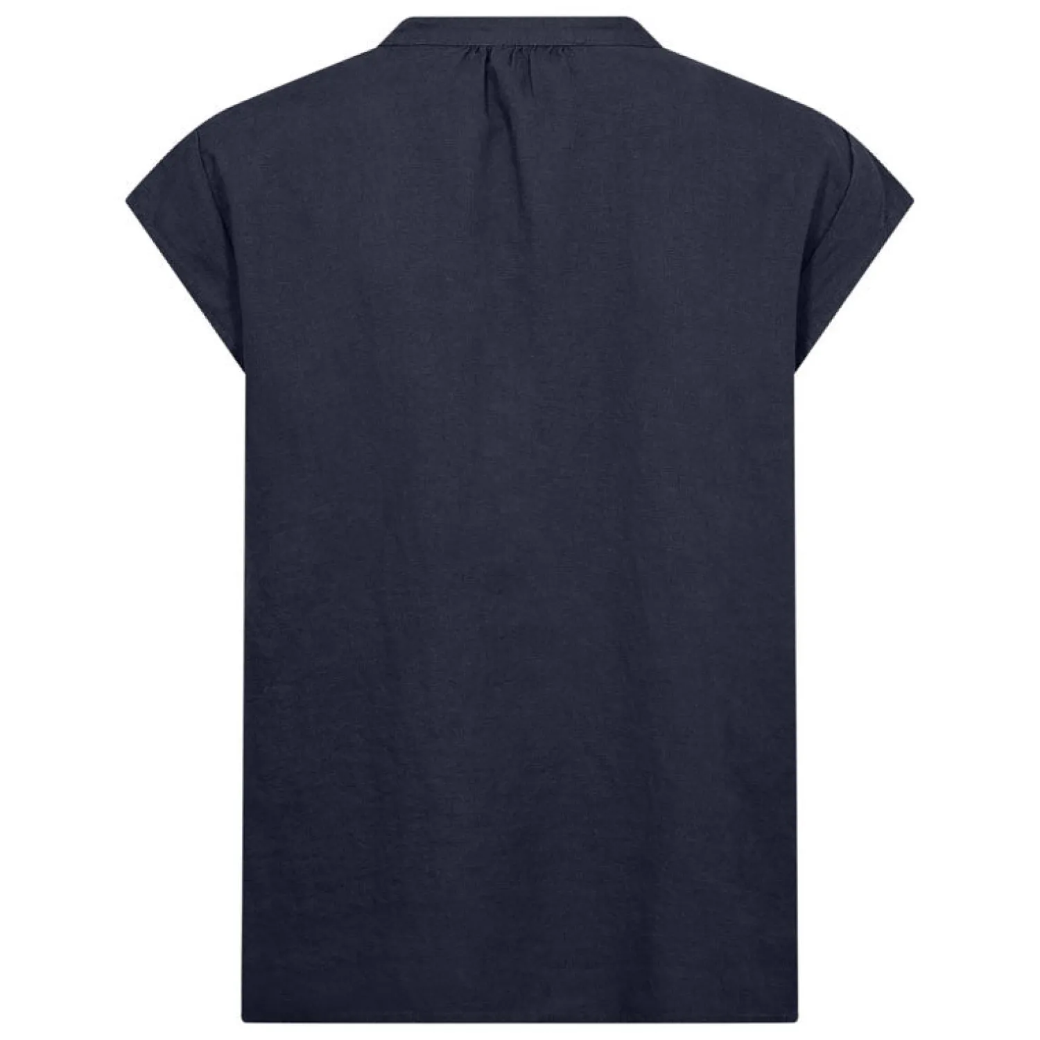 LEVETE ROOM Naja 19 Linen Mix Top In Dark Navy