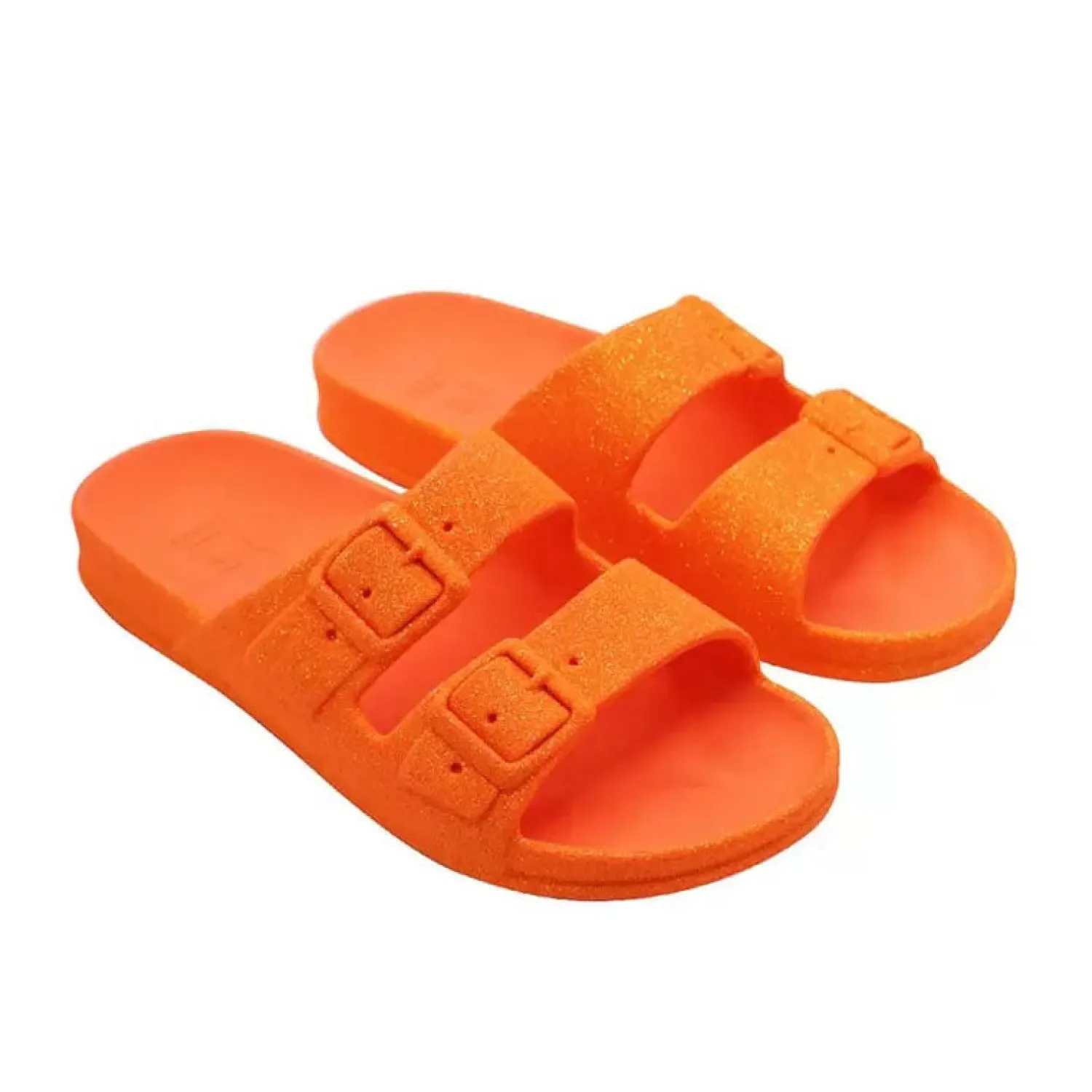 CACATOES Neon Glitter Sandals In Orange Fluo