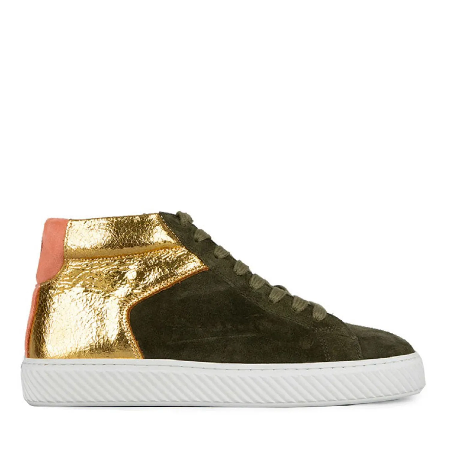 ESSKA Nick Hi Top Trainers In Khaki/Gold