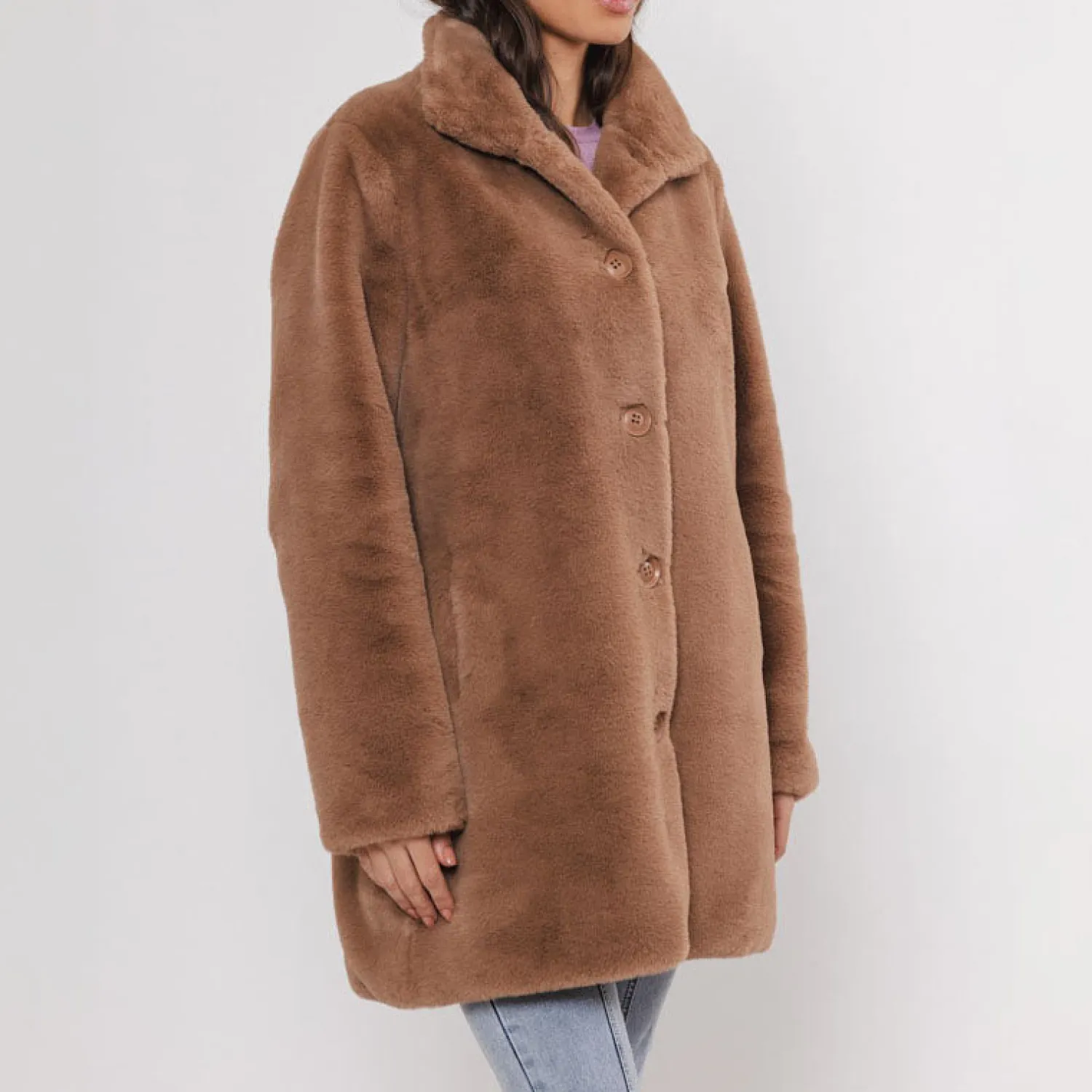 RINO & PELLE Nonna Faux Fur Coat In Twig