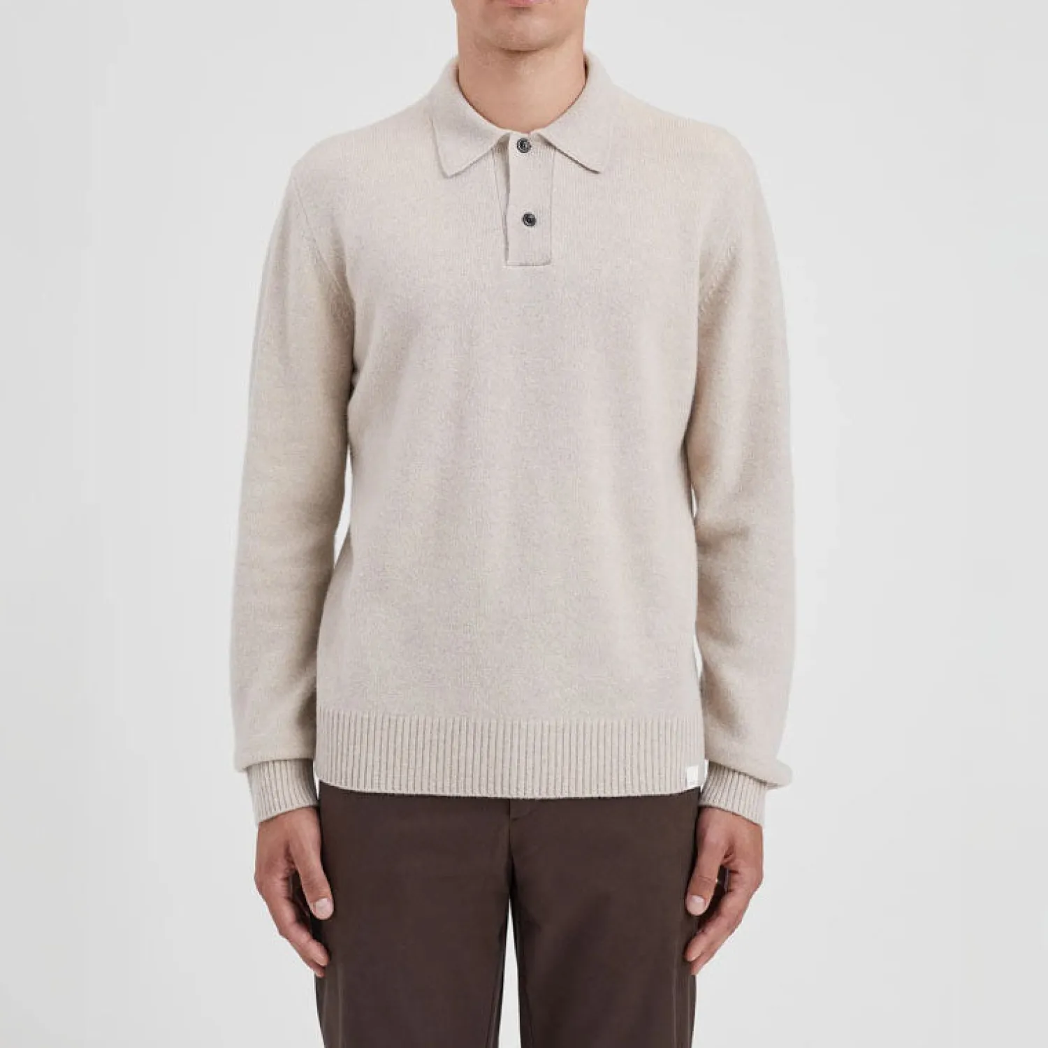 NORSE PROJECTS Norse Standard Merino Lambswool Polo In Oatmeal