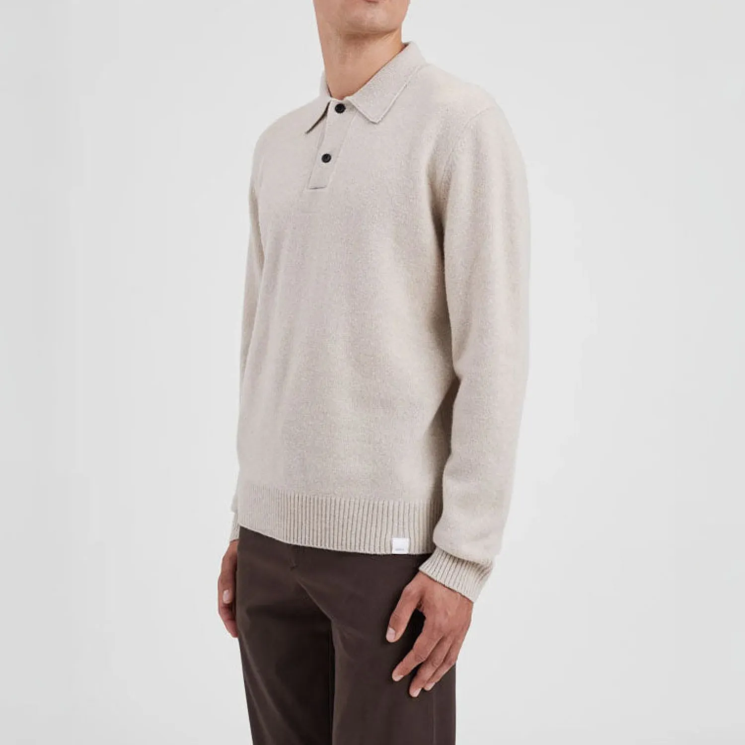 NORSE PROJECTS Norse Standard Merino Lambswool Polo In Oatmeal