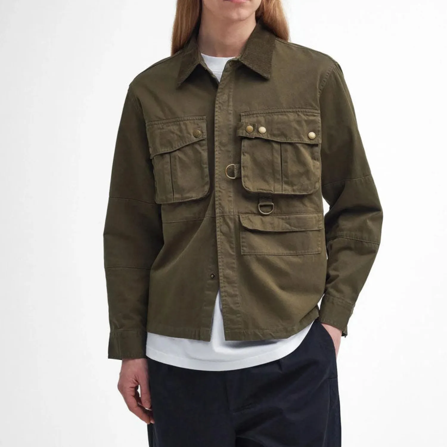 BARBOUR Oakmoor Twill Overshirt In Light Sage