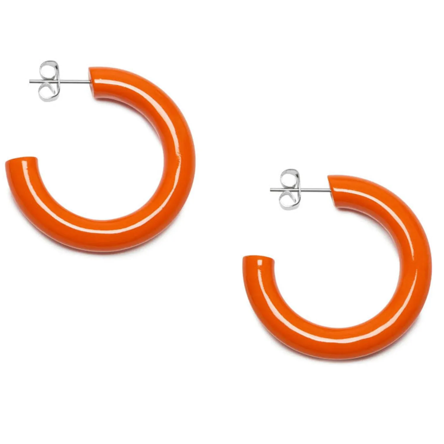 BRANCH JEWELLERY Orange Lacquered Buffalo Horn Rounded Hoop Earrings