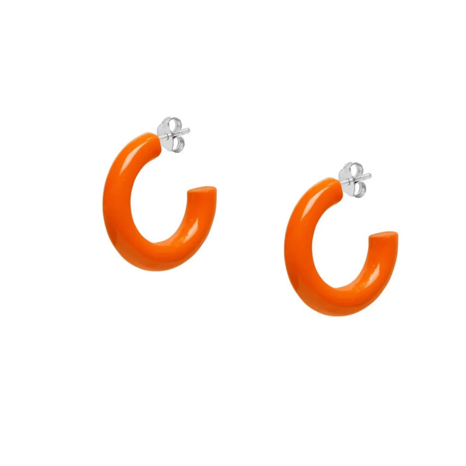 BRANCH JEWELLERY Orange Small Rounded Hoop Horn Earrings