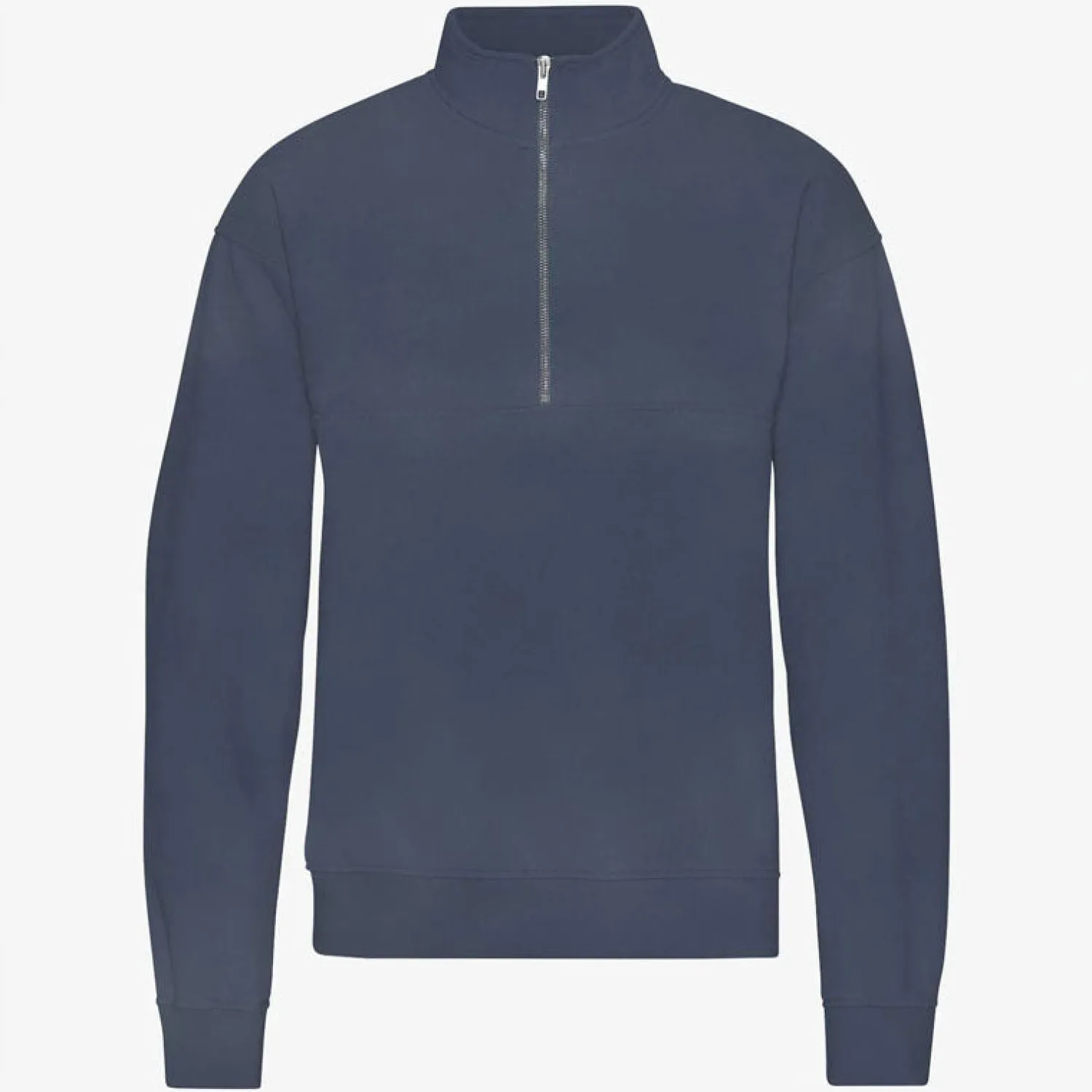 COLORFUL STANDARD Organic Quarter Zip Jumper In Neptune Blue