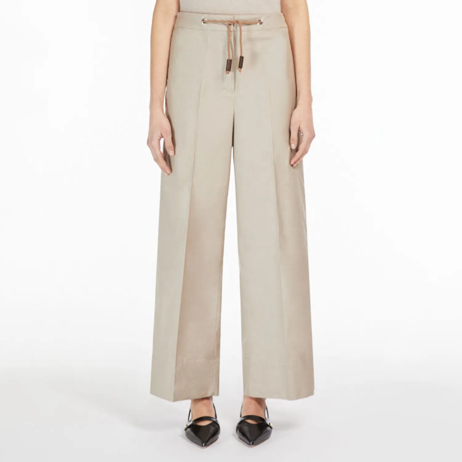 S MAXMARA Ottavo Twill Wide Leg Trousers In Ecru