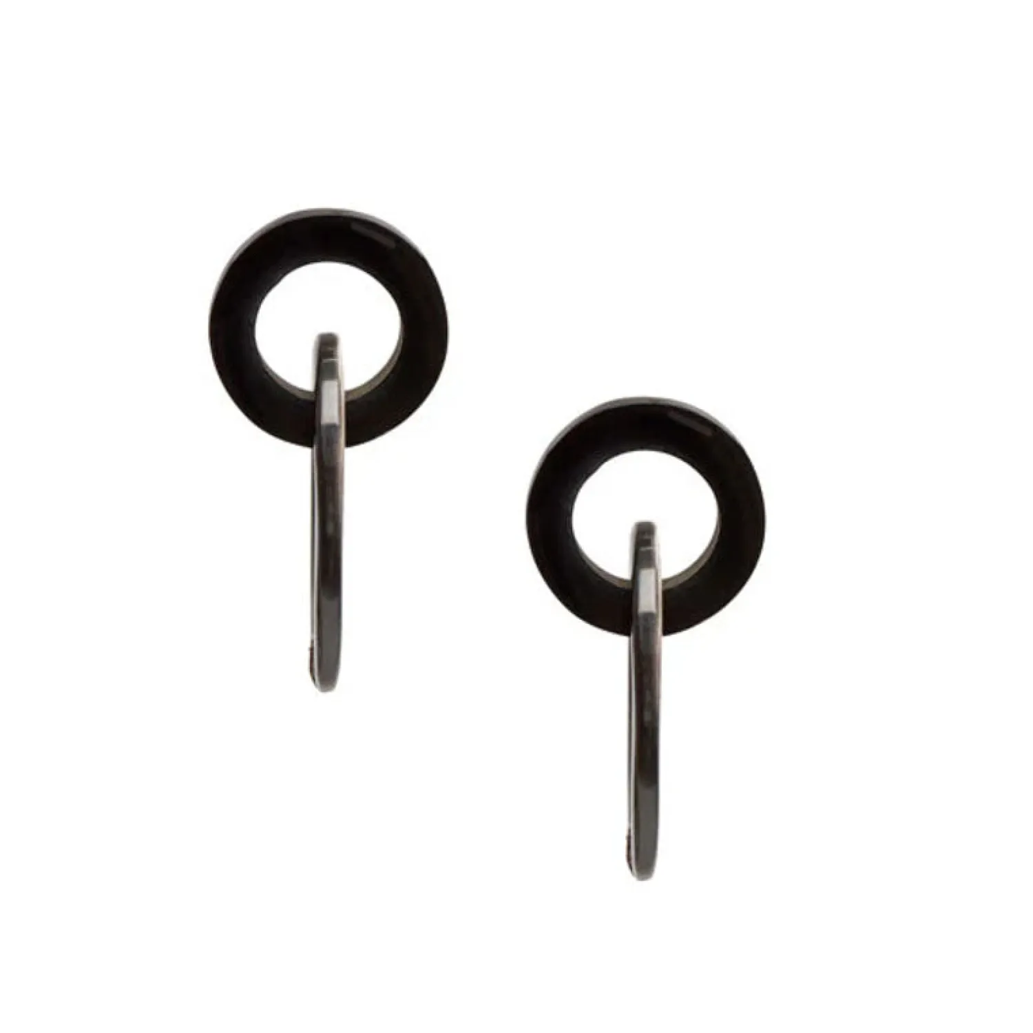 BRANCH JEWELLERY Oval Link Horn Earrings In Black/Natural