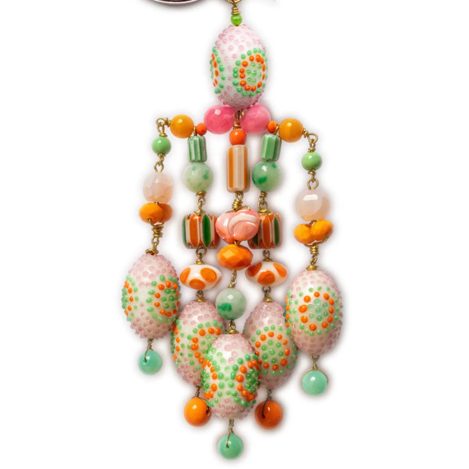 PHILIPPA KUNISCH P Large Chime Necklace - Pale Pink/green/orange