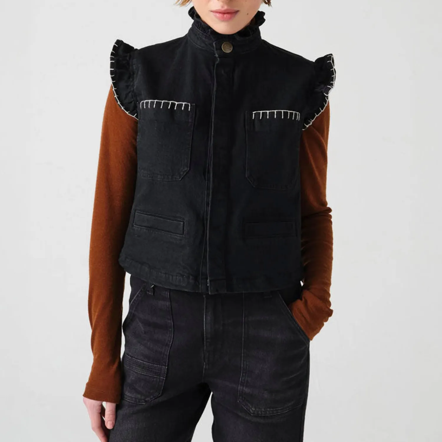 SEVENTY & MOCHI Pablo Waistcoat In Vintage Black