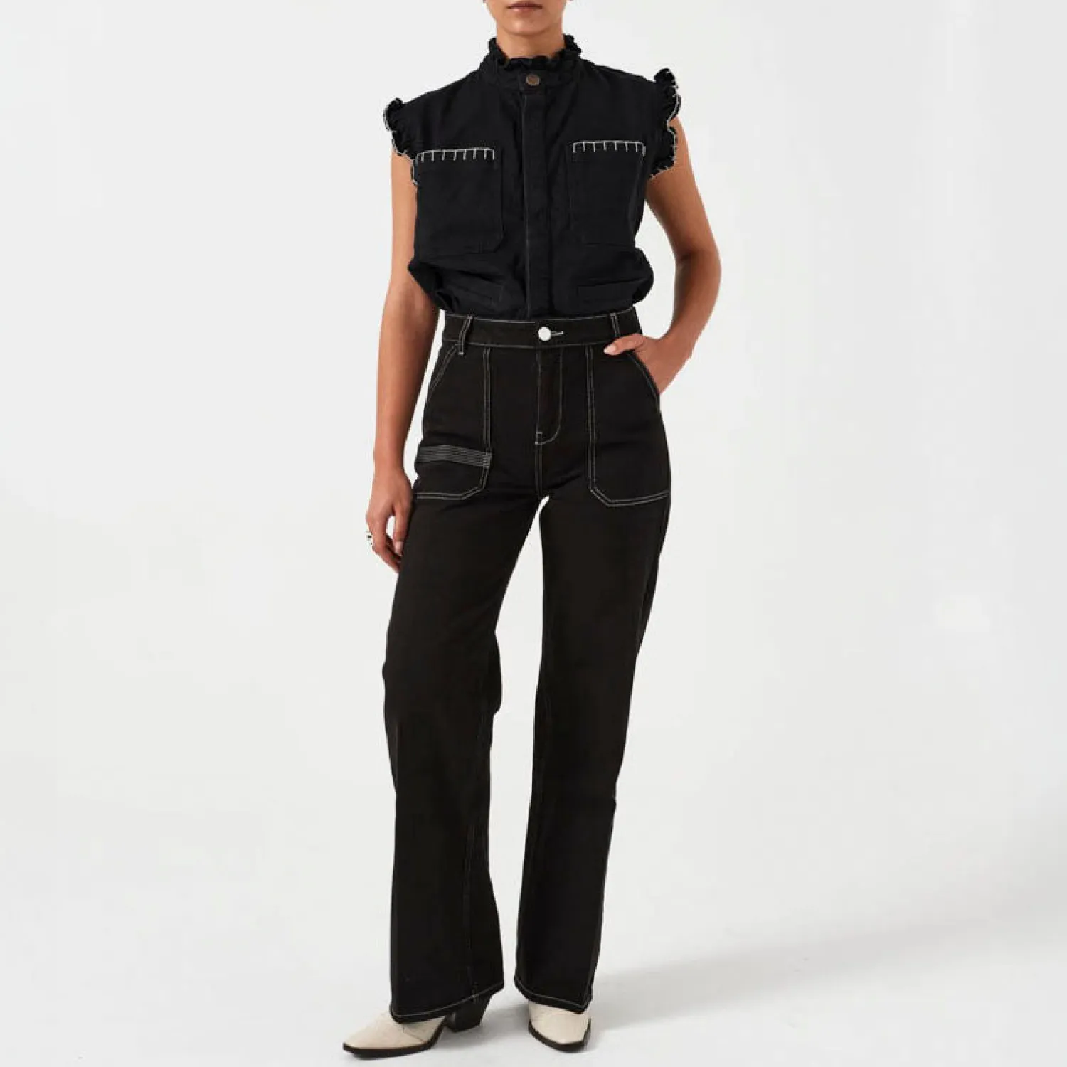 SEVENTY & MOCHI Pablo Waistcoat In Vintage Black