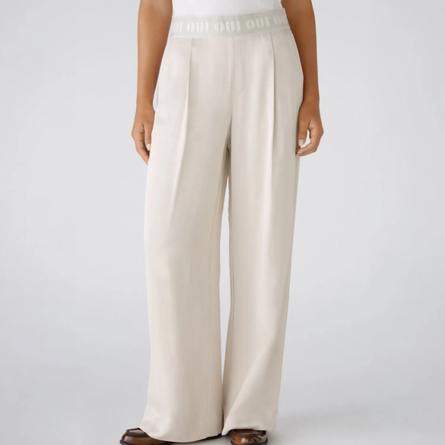 OUI Palazzo Trousers In Light Stone