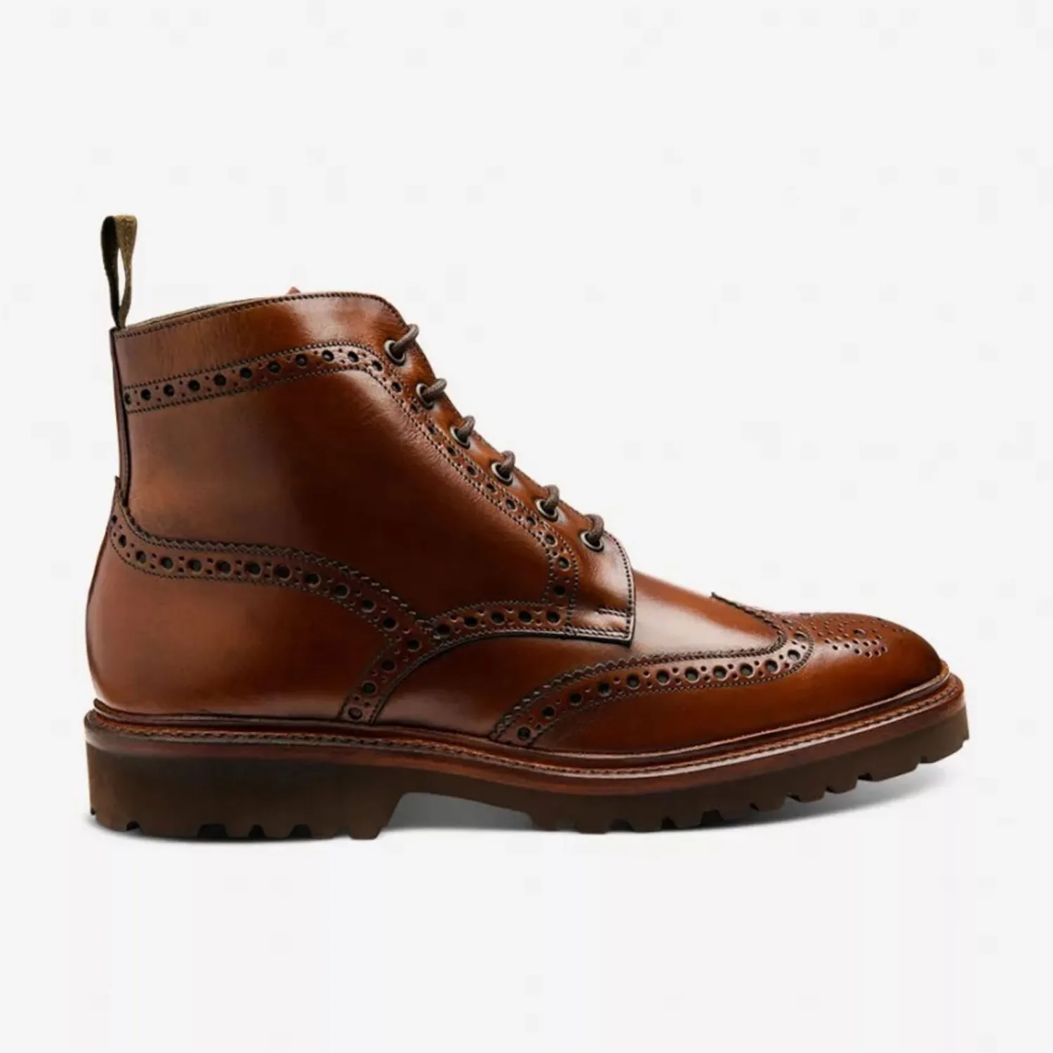 LOAKE Pegasus Derby Brogue Boots In Cedar