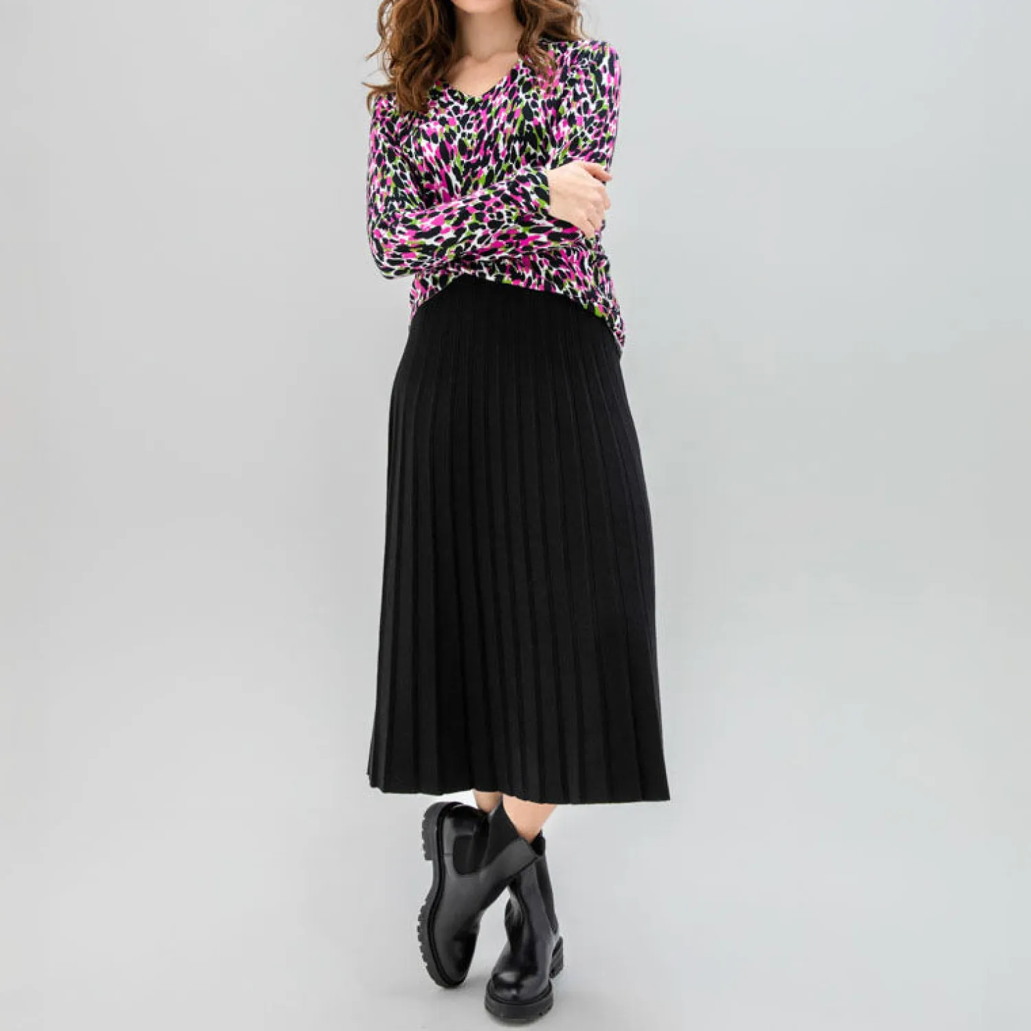 MARBLE Pleated Knitted Skirt In Black