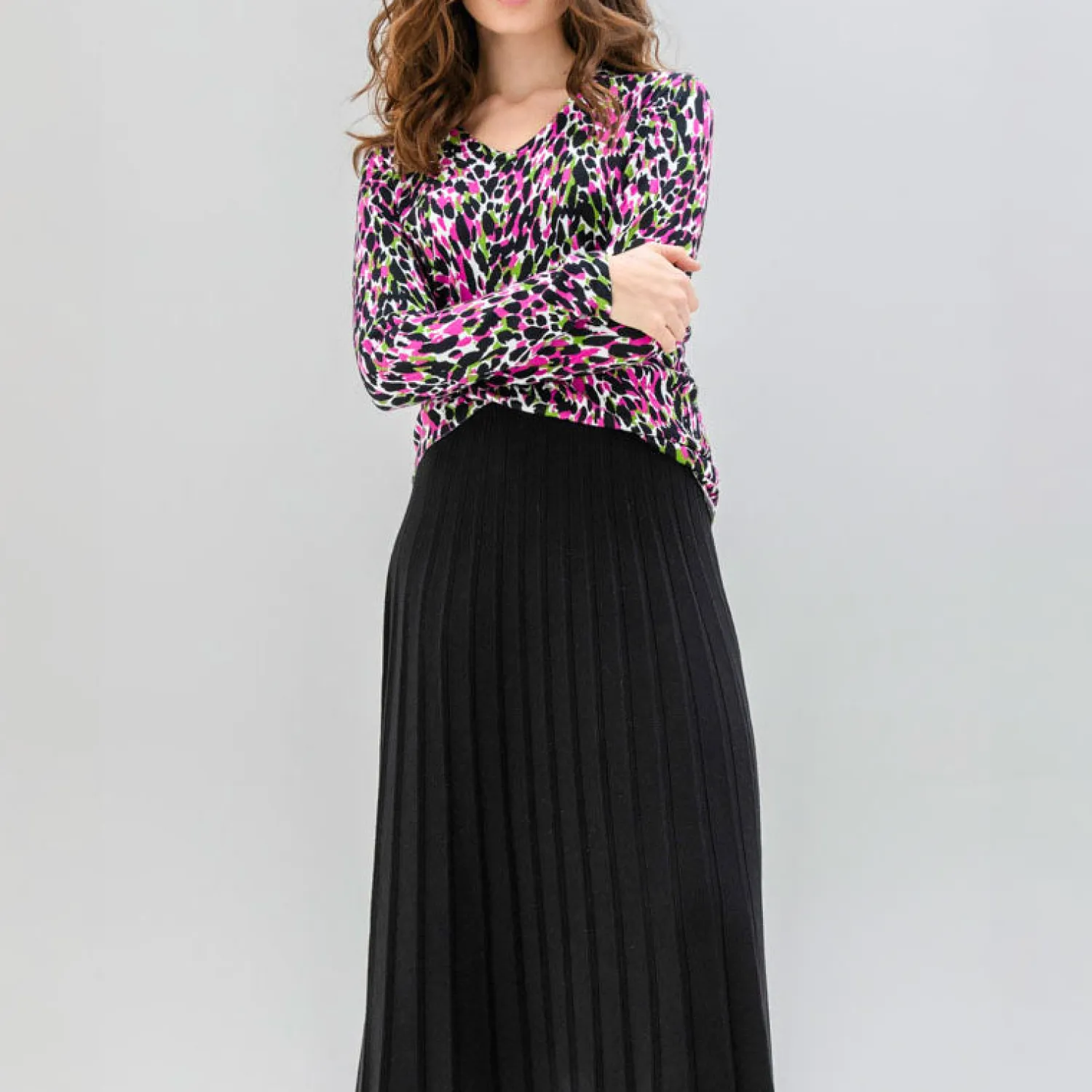 MARBLE Pleated Knitted Skirt In Black