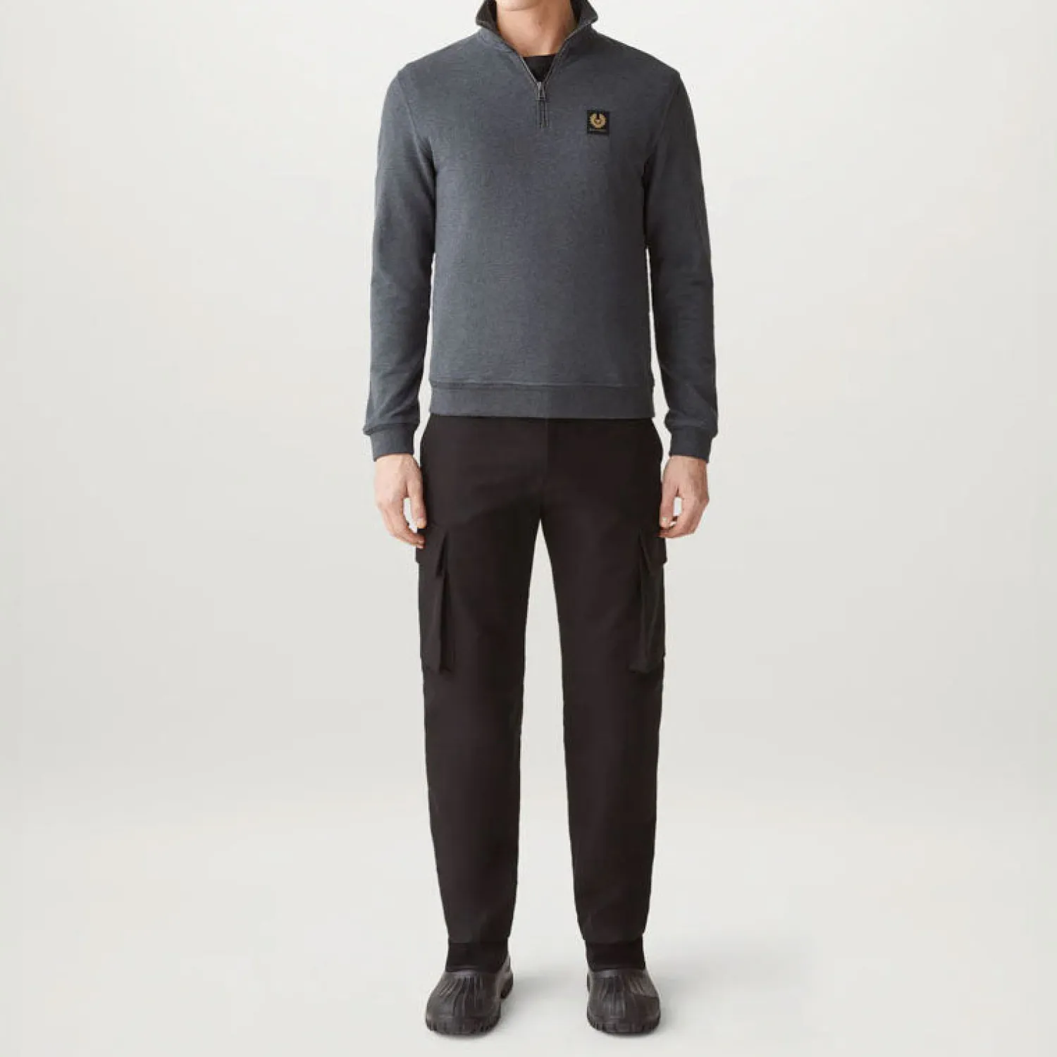 BELSTAFF Quarter Zip Sweatshirt In Charcoal Heather