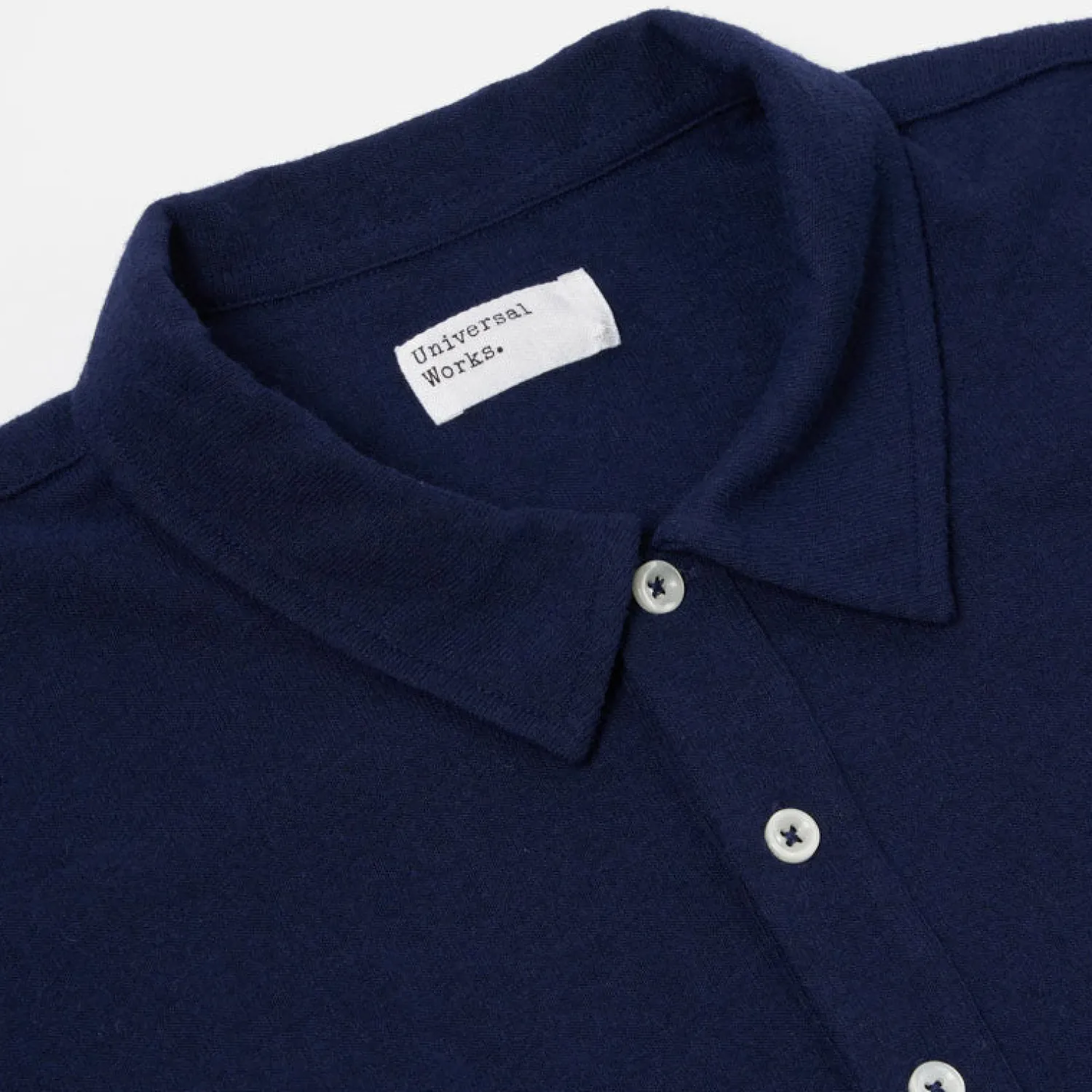 UNIVERSAL WORKS Recycled Wool Pullover Polo Shirt In Navy