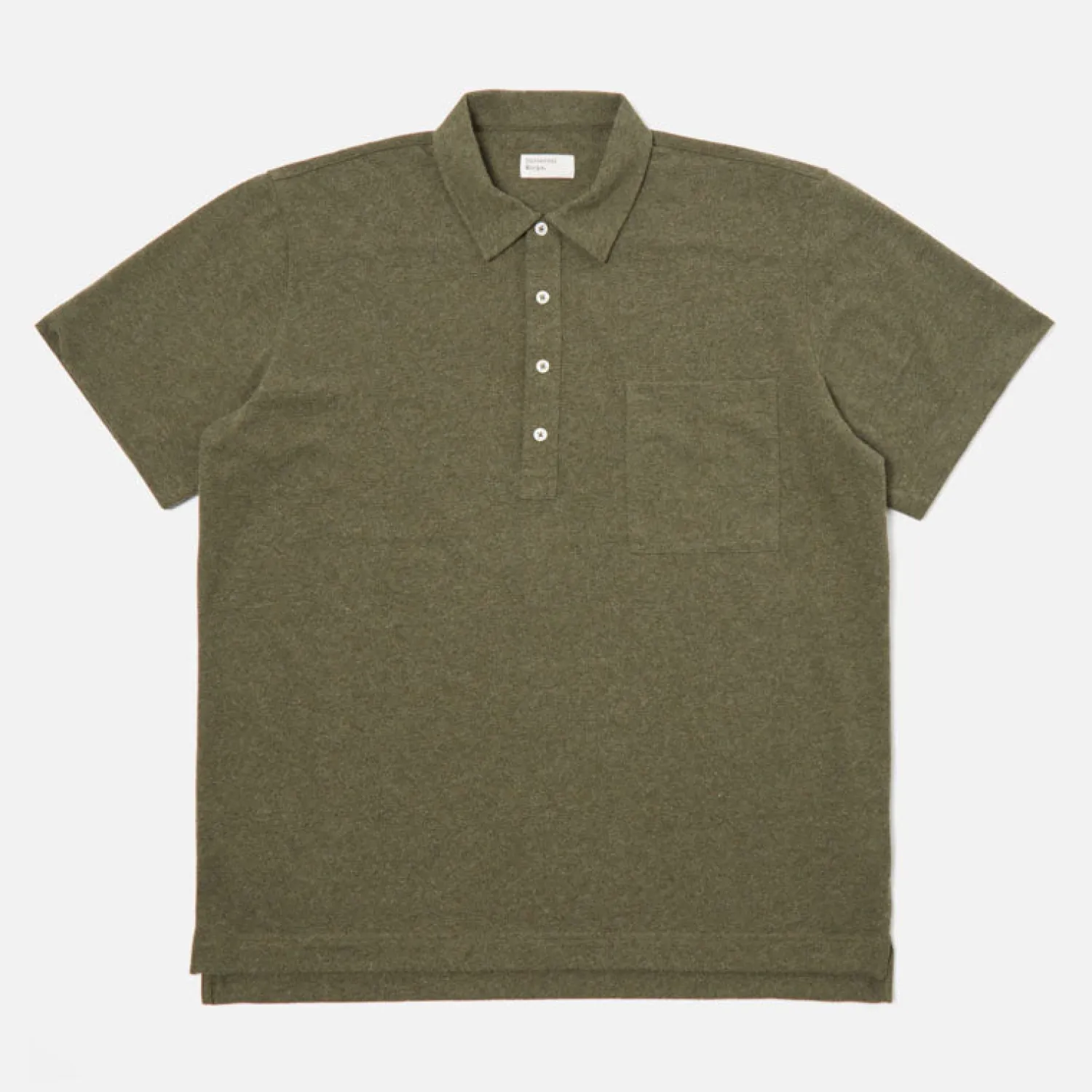 UNIVERSAL WORKS Recycled Wool Pullover Polo Shirt In Olive