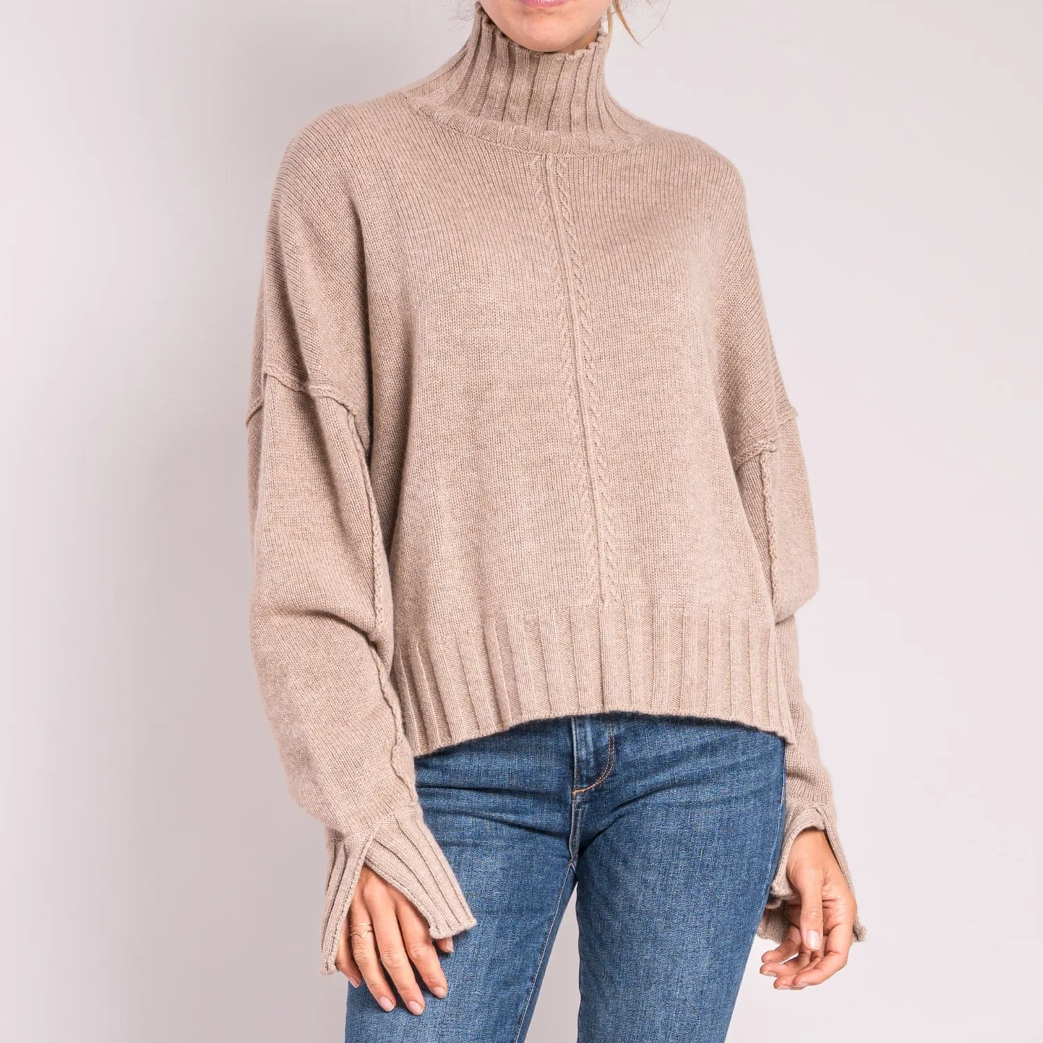 VAN KUKIL Reese High Neck Jumper In Sand Storm