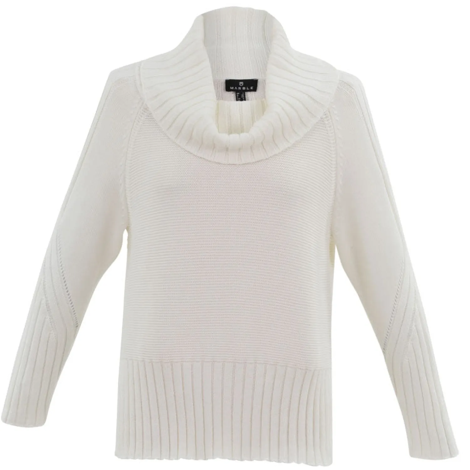 MARBLE Relaxed Roll Neck Sweater In White