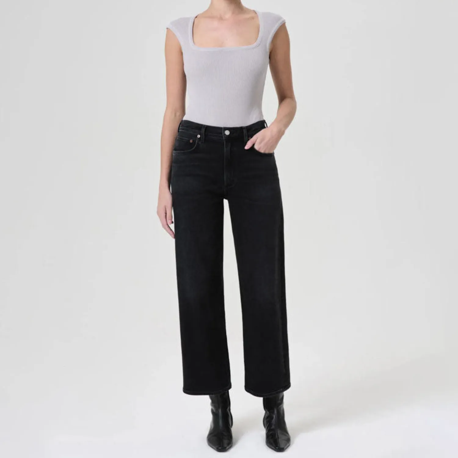 AGOLDE Ren High Rise Wide Leg Jeans In Hush