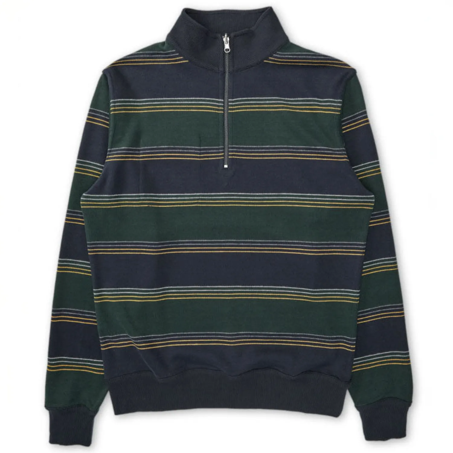 OLIVER SPENCER Reversible Half Zip Sweatshirt In Hinkley Navy/Green