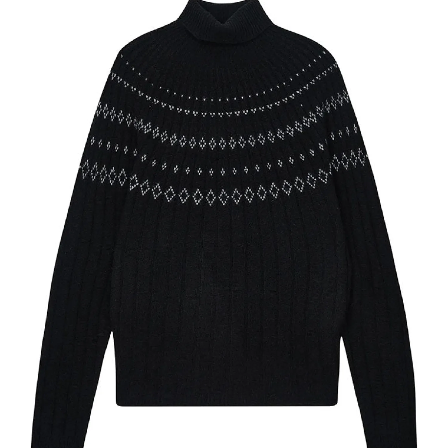 JUMPER1234 Rib Ski Roll Collar Knit In Black/Cream